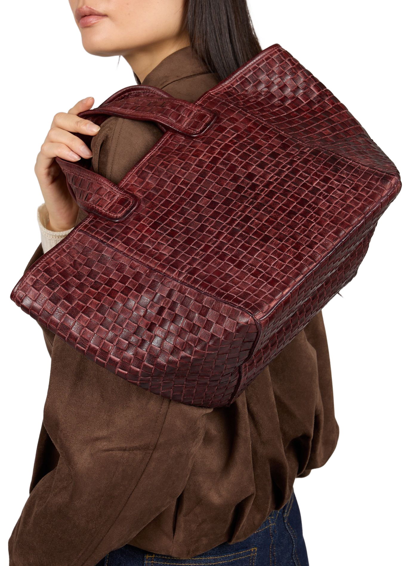 Kub mini woven leather bag BELLEROSE Red