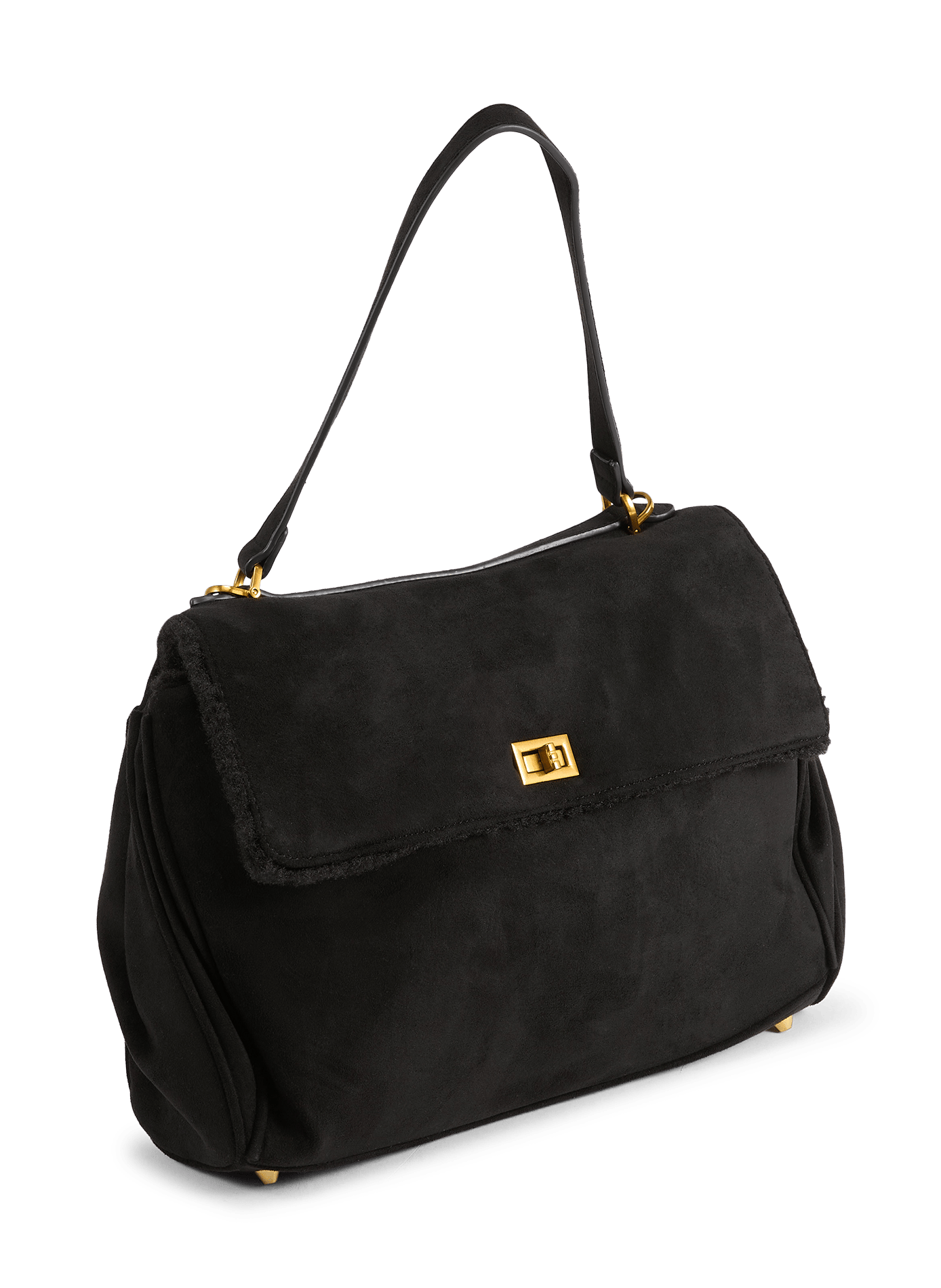 Flap suede effect handbag AU PRINTEMPS PARIS Black