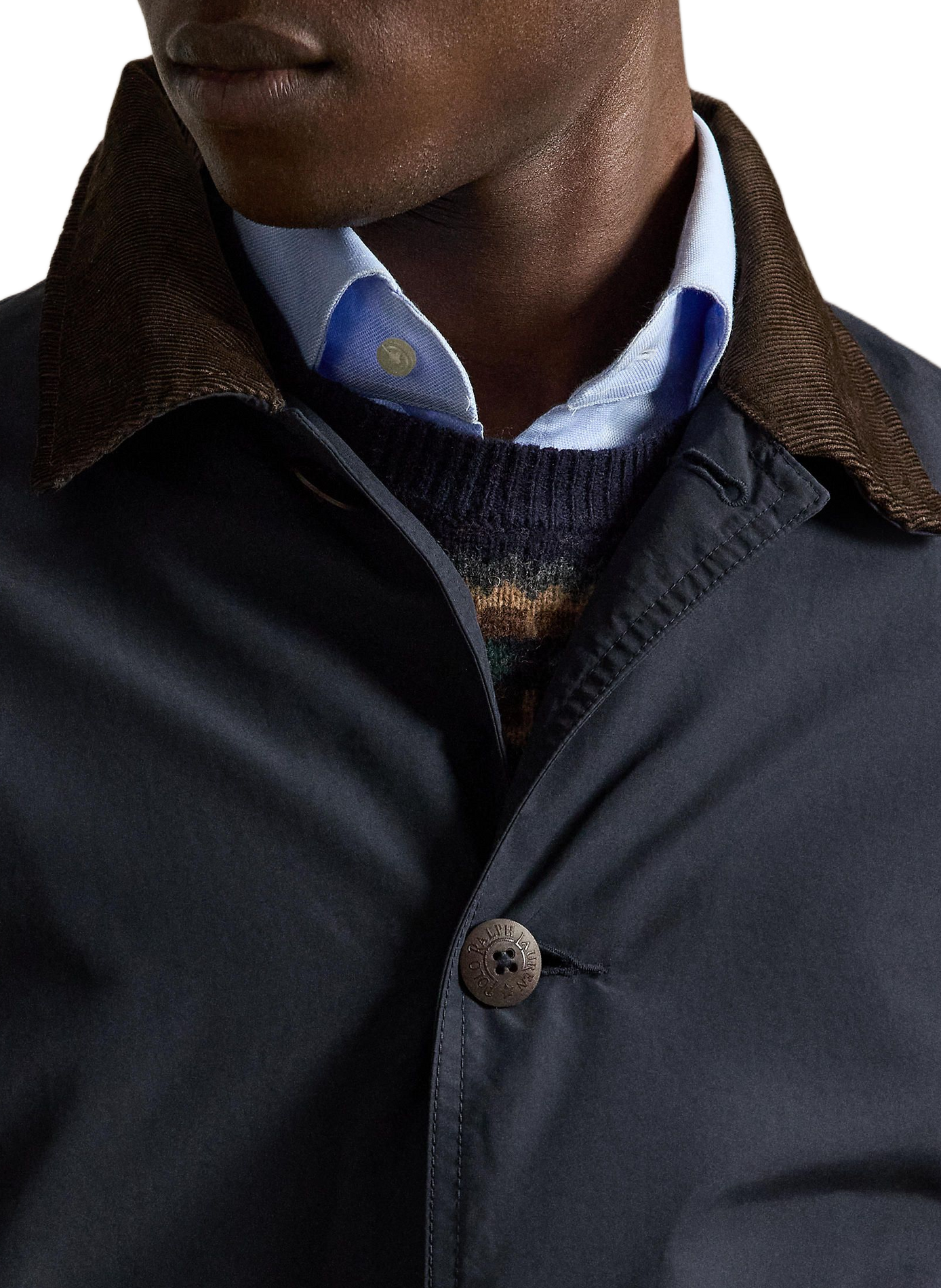 Blouson droit col classique en coton mélangé POLO RALPH LAUREN Bleu