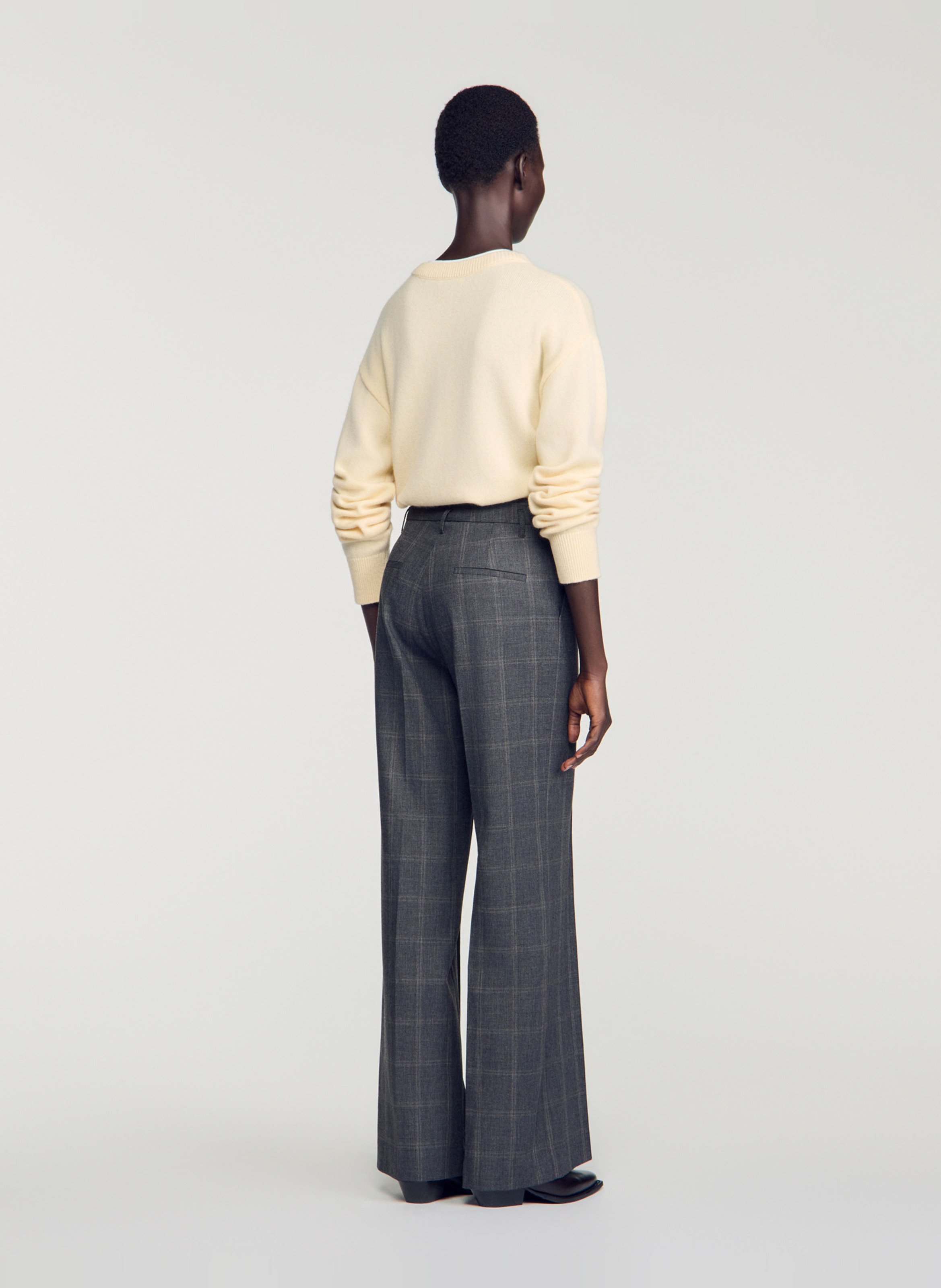 Pantalon droit à carreaux SANDRO Gris