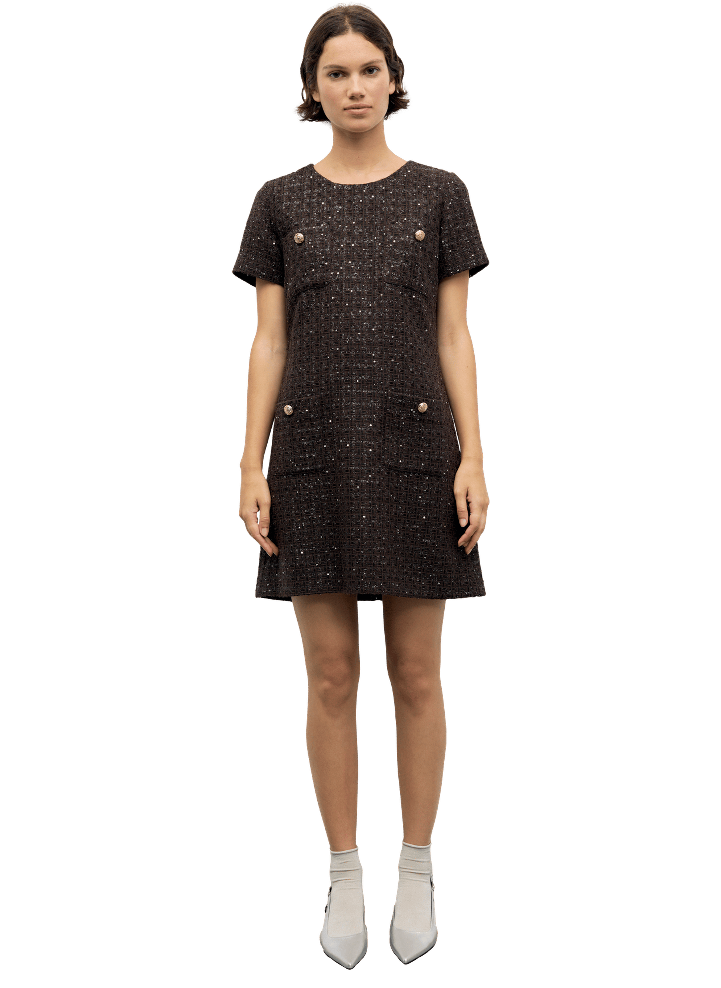 Robe en tweed à lurex à sequins - cary GERARD DAREL Marron