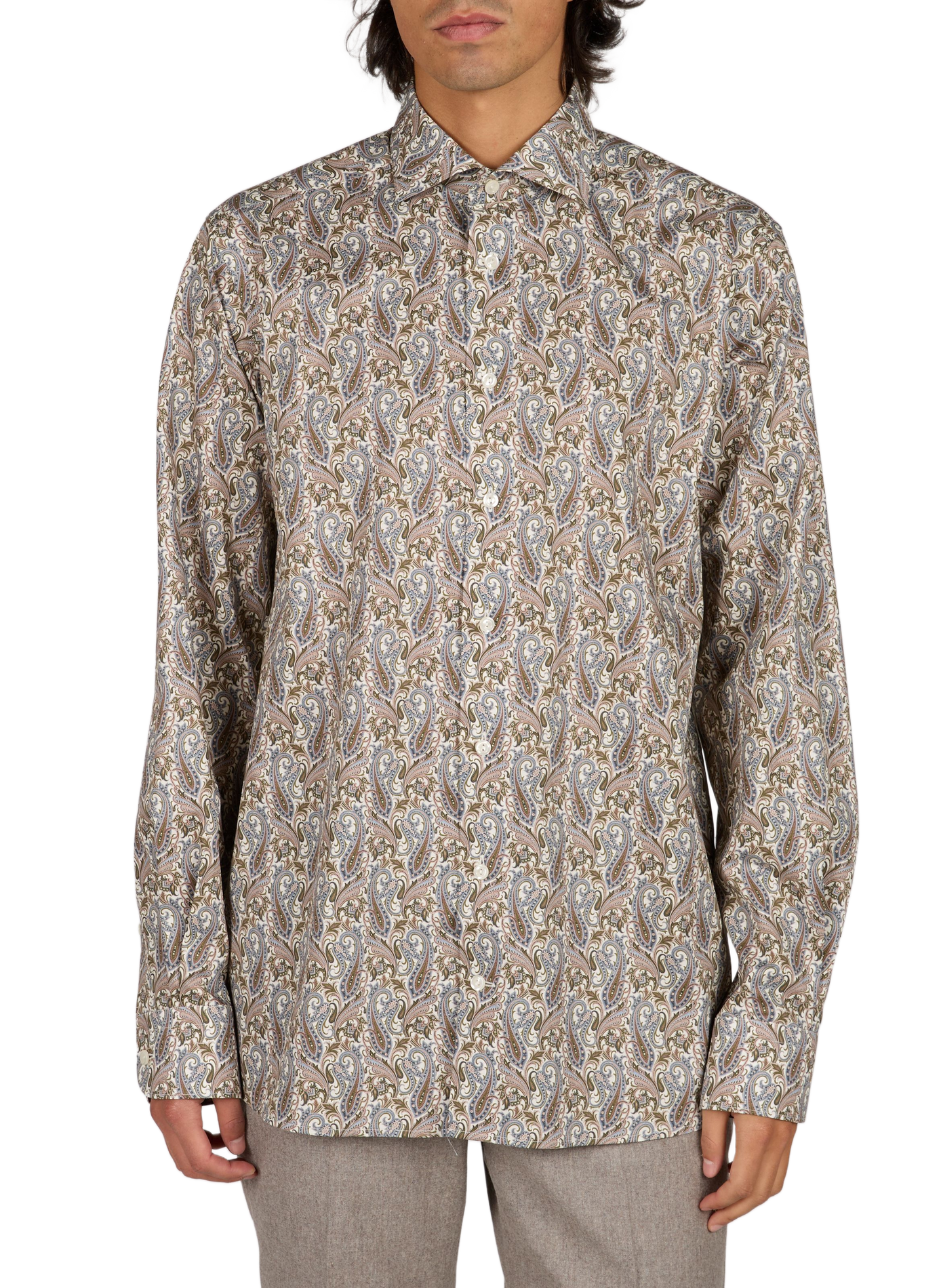 Chemise slim à imprimé en coton ETON Orange
