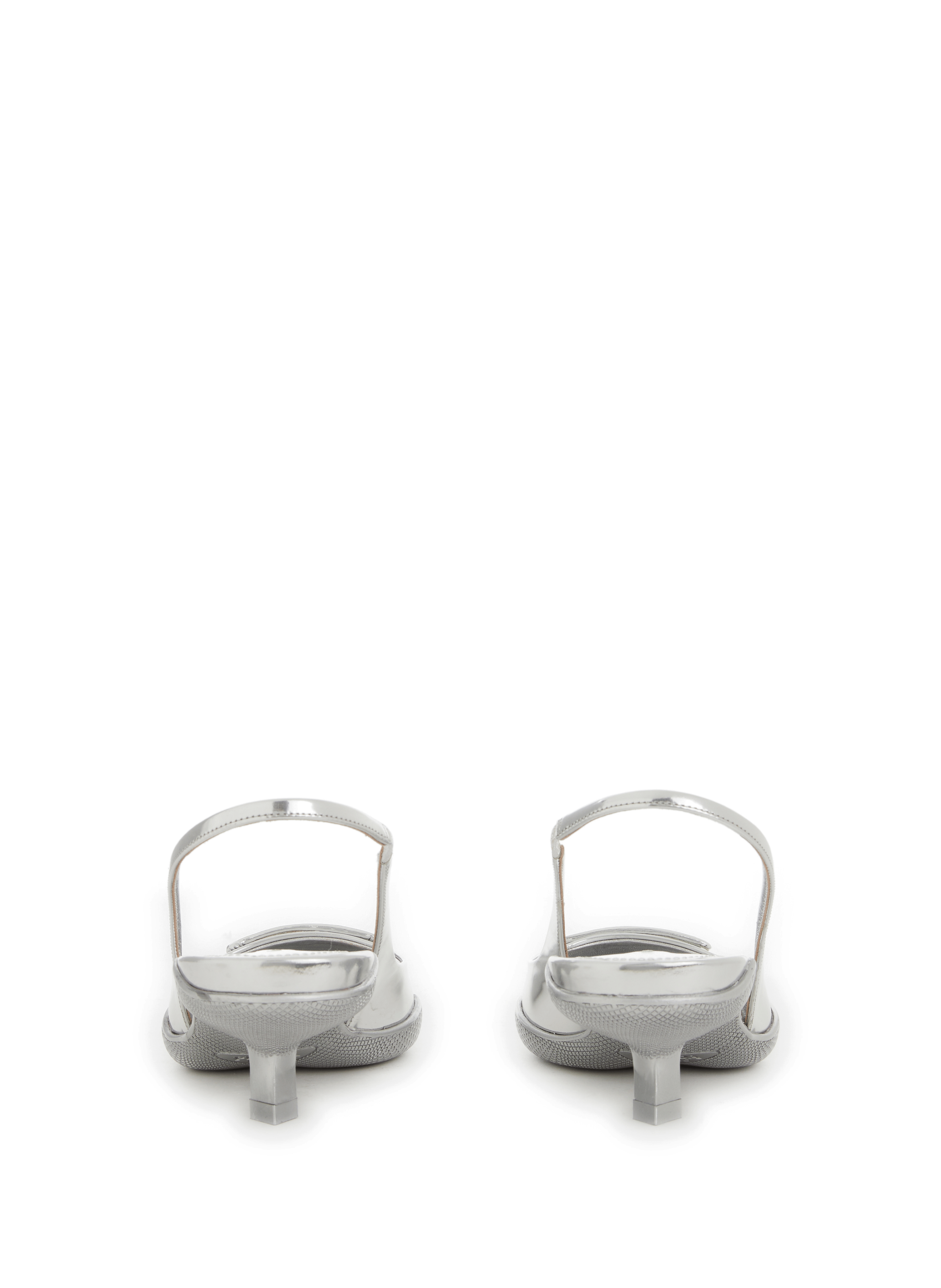 Sling-back en cuir métalisé PRADA Argent