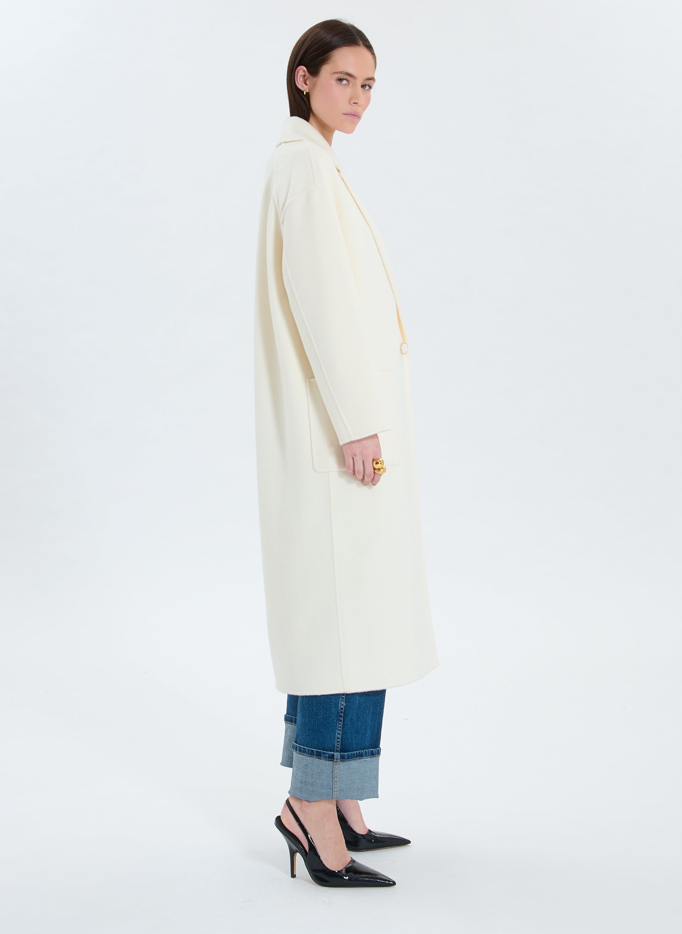 Manteau ecru droit - miranda ZAPA Blanc