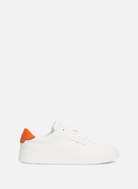 Basket cuir effet grainé Blanc by TOMMY HILFIGER TOMMY HILFIGER Basket cuir effet grainé Blanc
