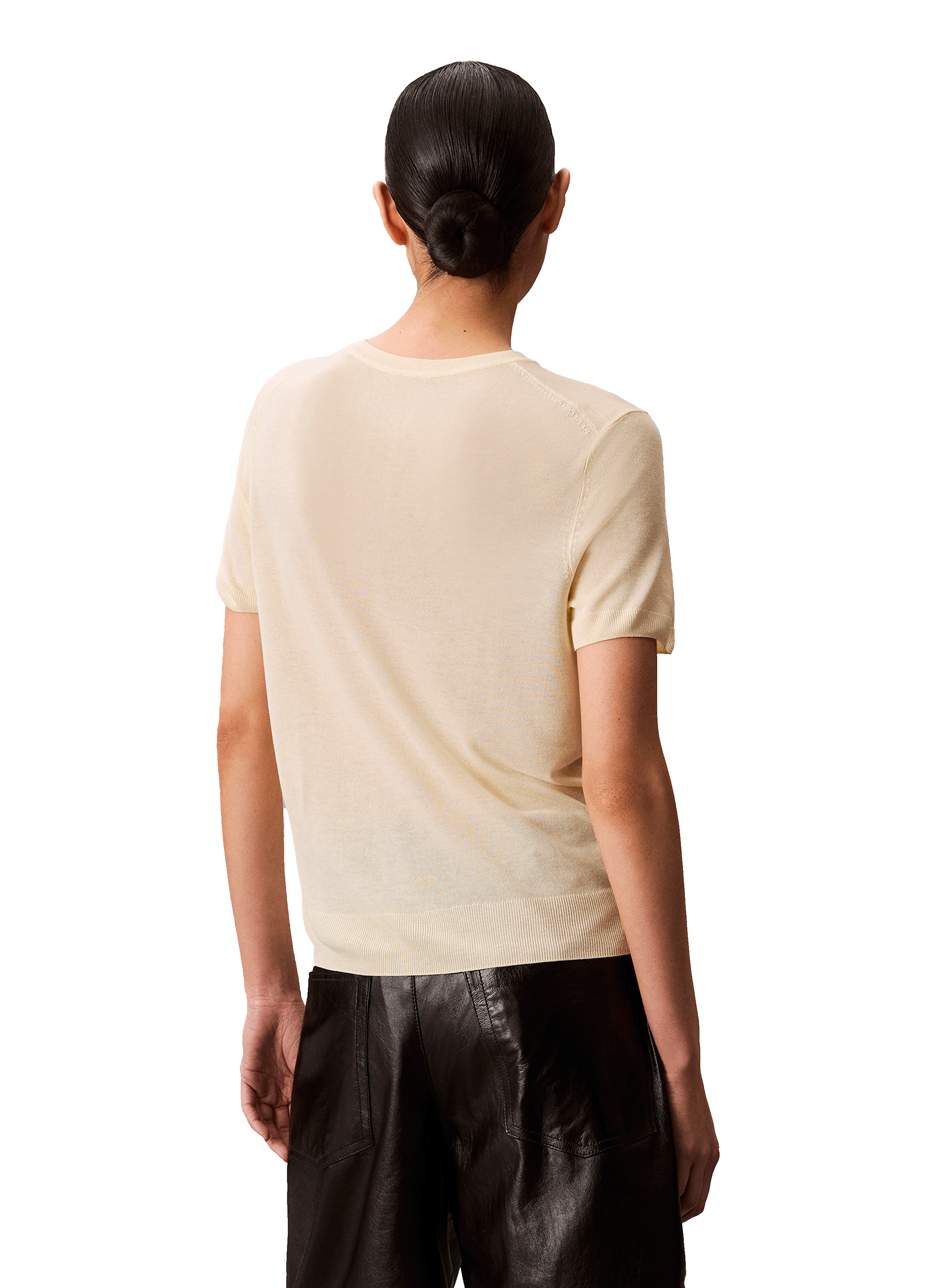 Pull côtelé à manches courtes  CALVIN KLEIN Jaune