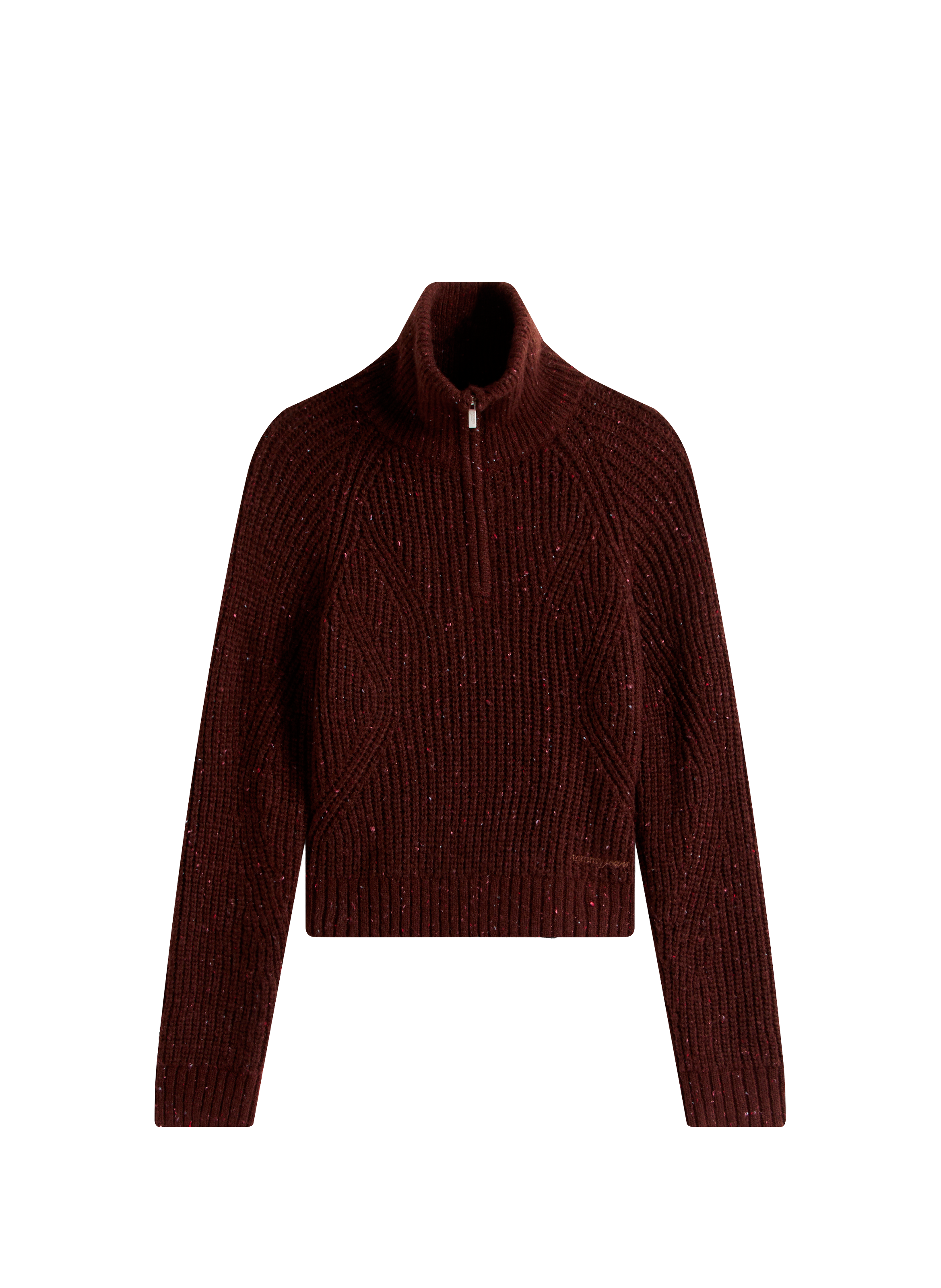 Zippered sweater with logo wool TOMMY HILFIGER Brown