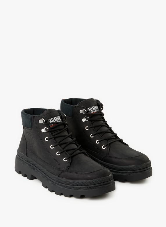 Mid-high leather wedge shoes | Black by PALLADIUM Mid-high leather wedge shoes Black