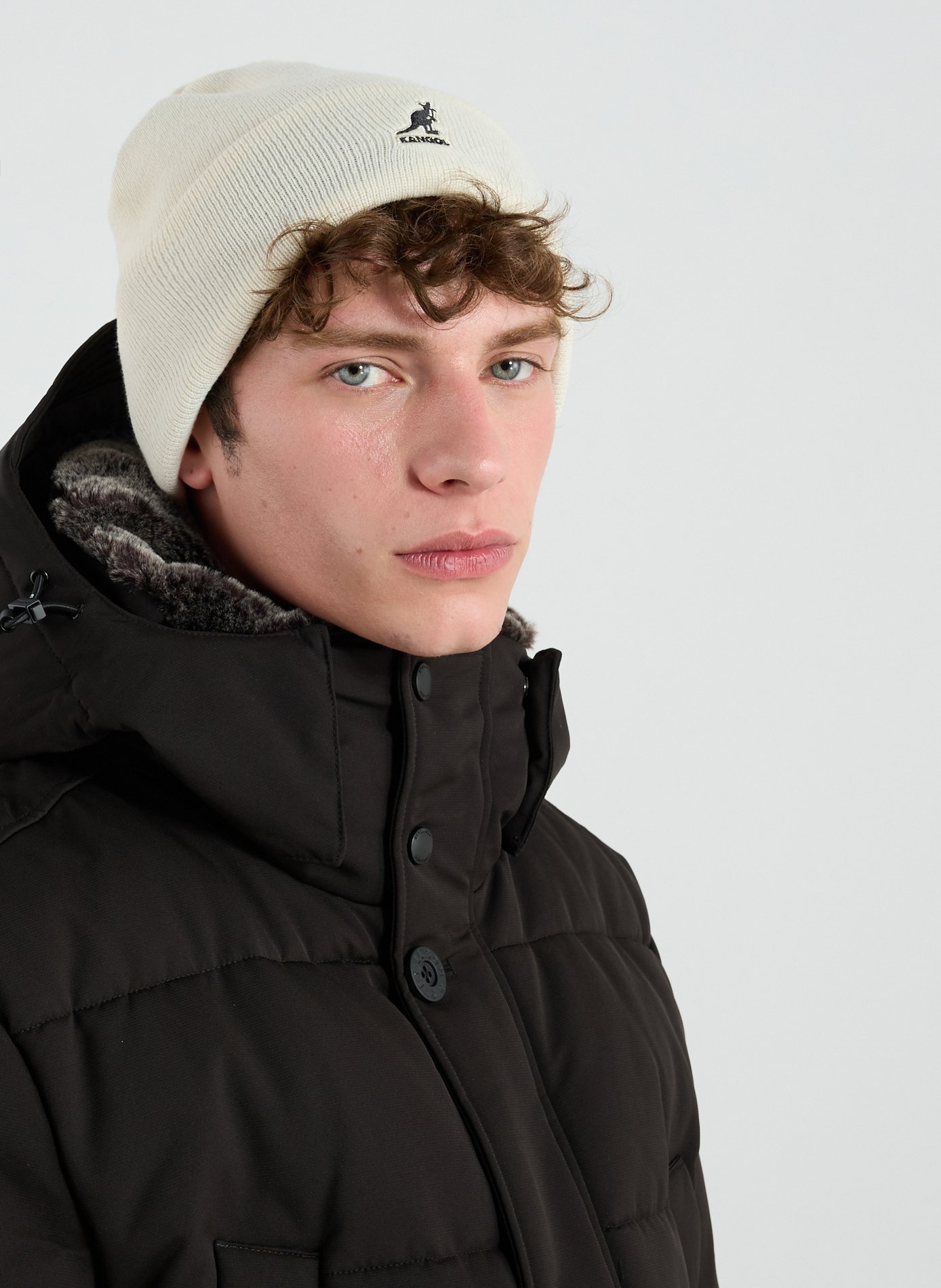 Ribbed beanie with embroidered logo KANGOL Beige