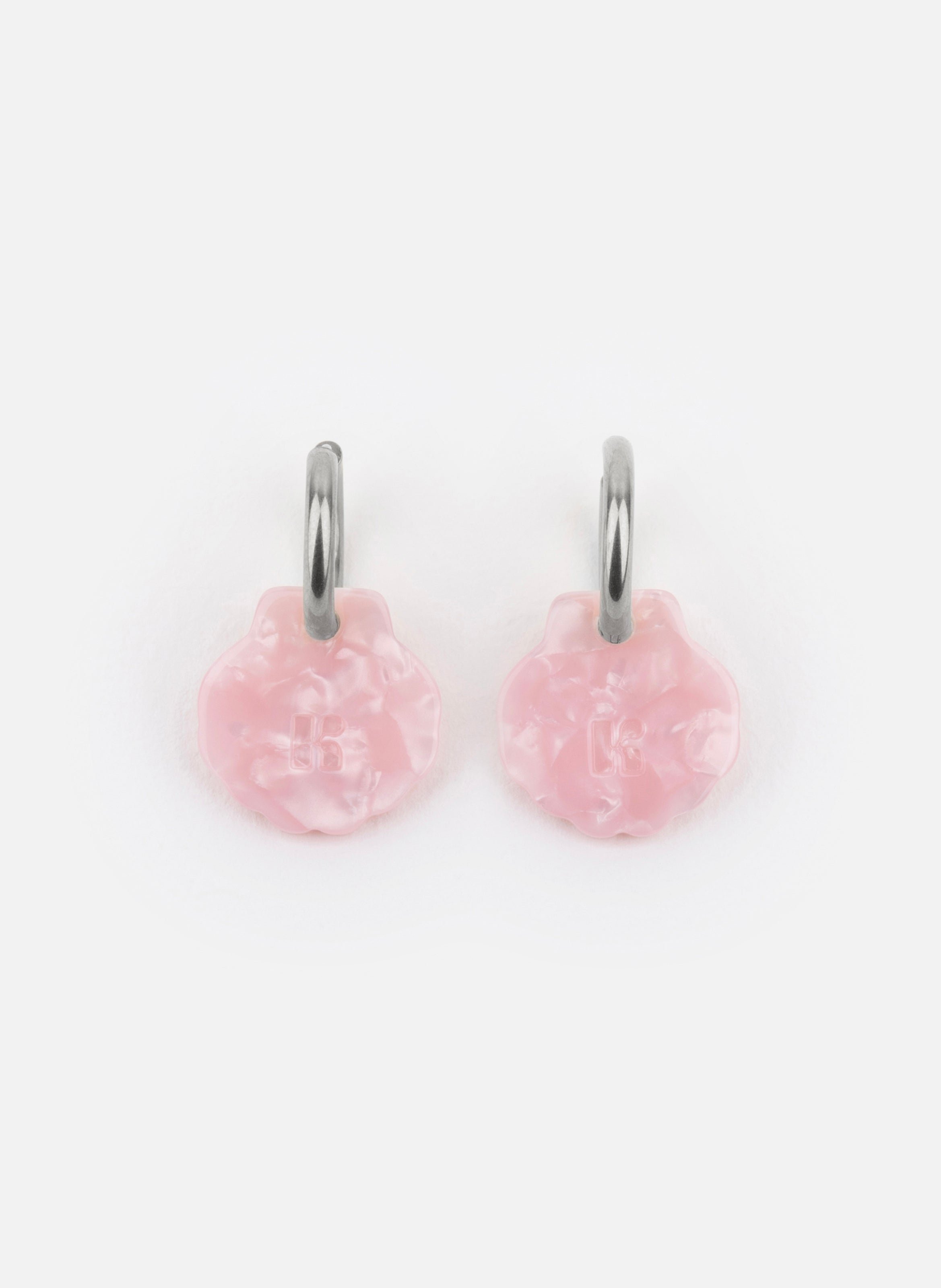 Boucles d'oreilles baby mermaid avec anneaux en acier inoxydable argenté KURAGE GINZA Rose