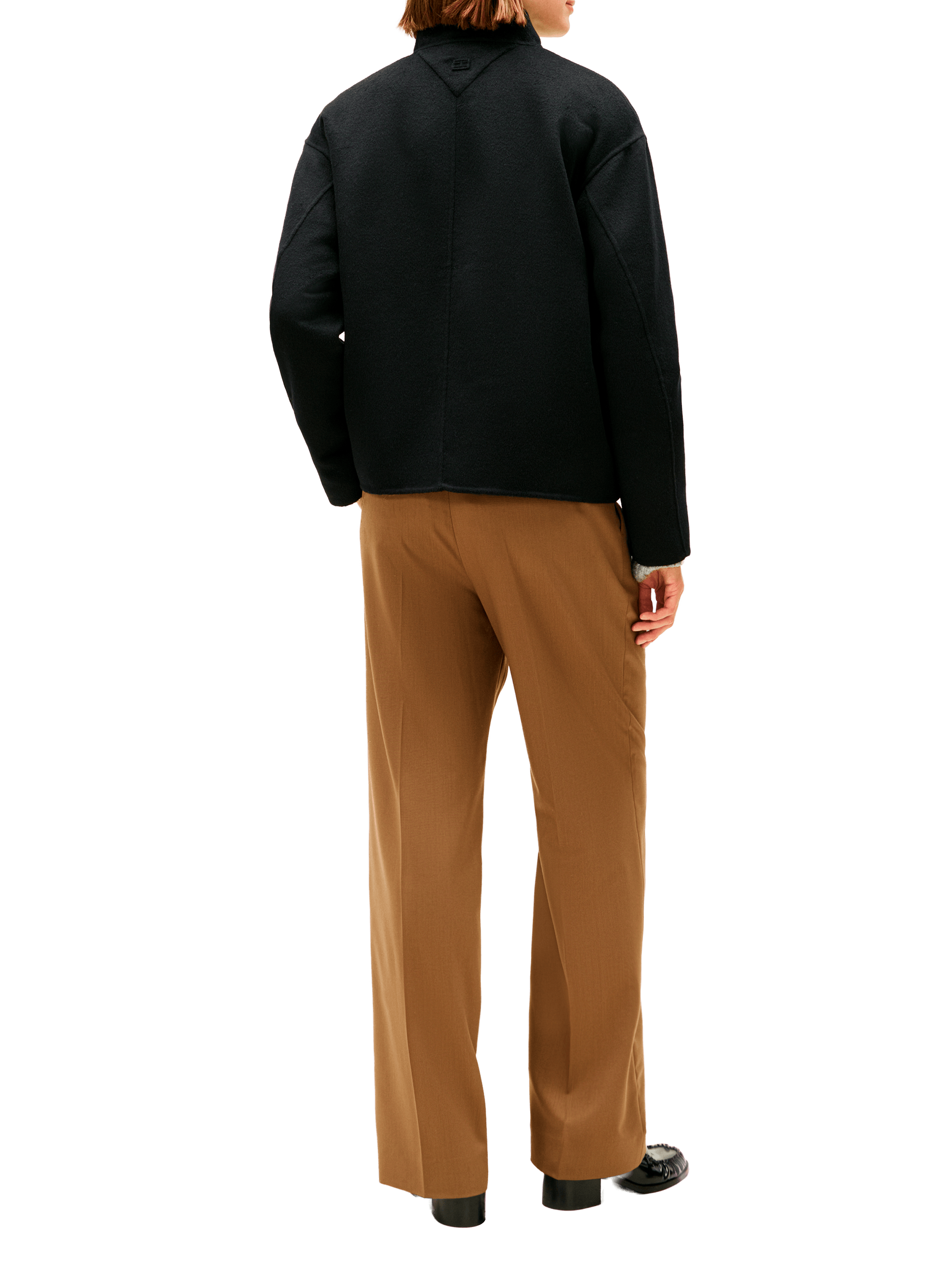 Veste courte à col montant en laine mélangée TOMMY HILFIGER Noir