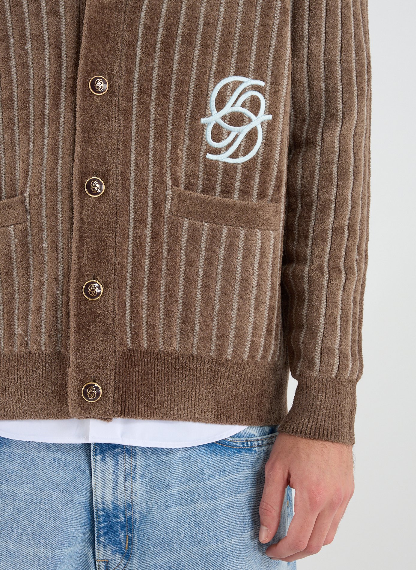 Cardigan rayé DROLE DE MONSIEUR Kaki