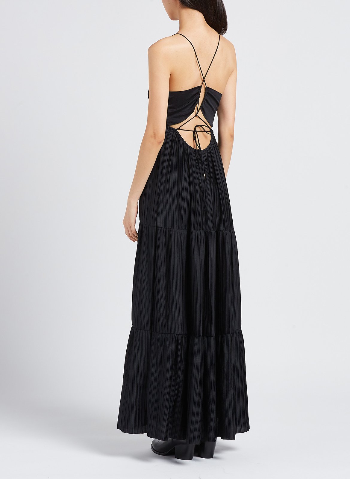 Robe longue col V plissée Wasta BA&SH Noir