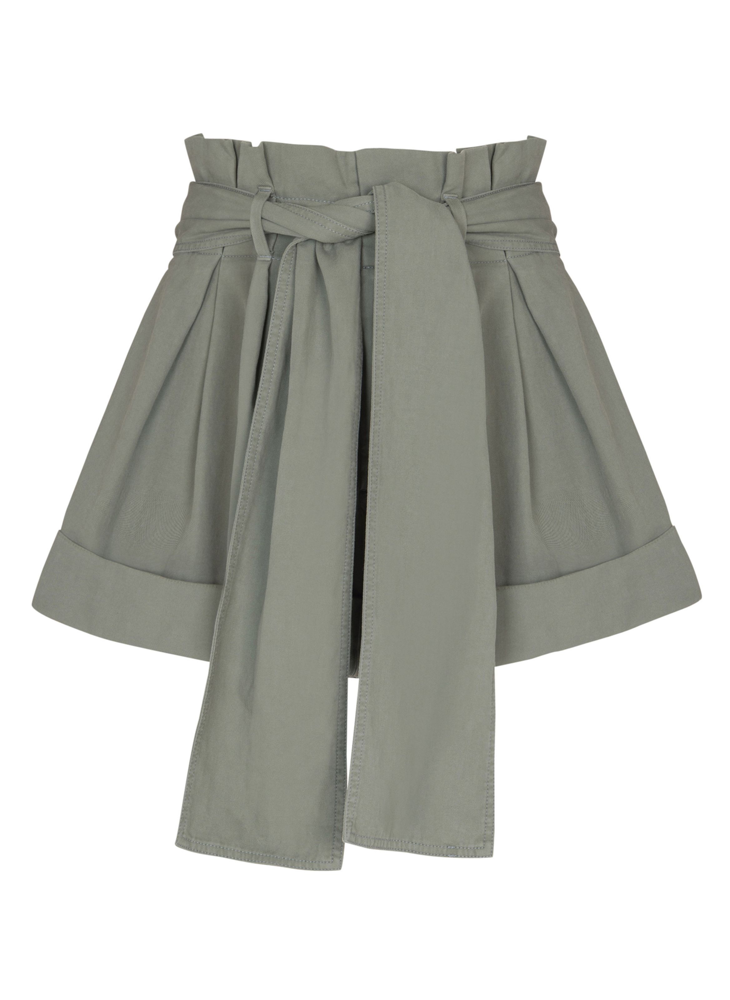 Short taille haute en gabardine de coton BALMAIN Vert