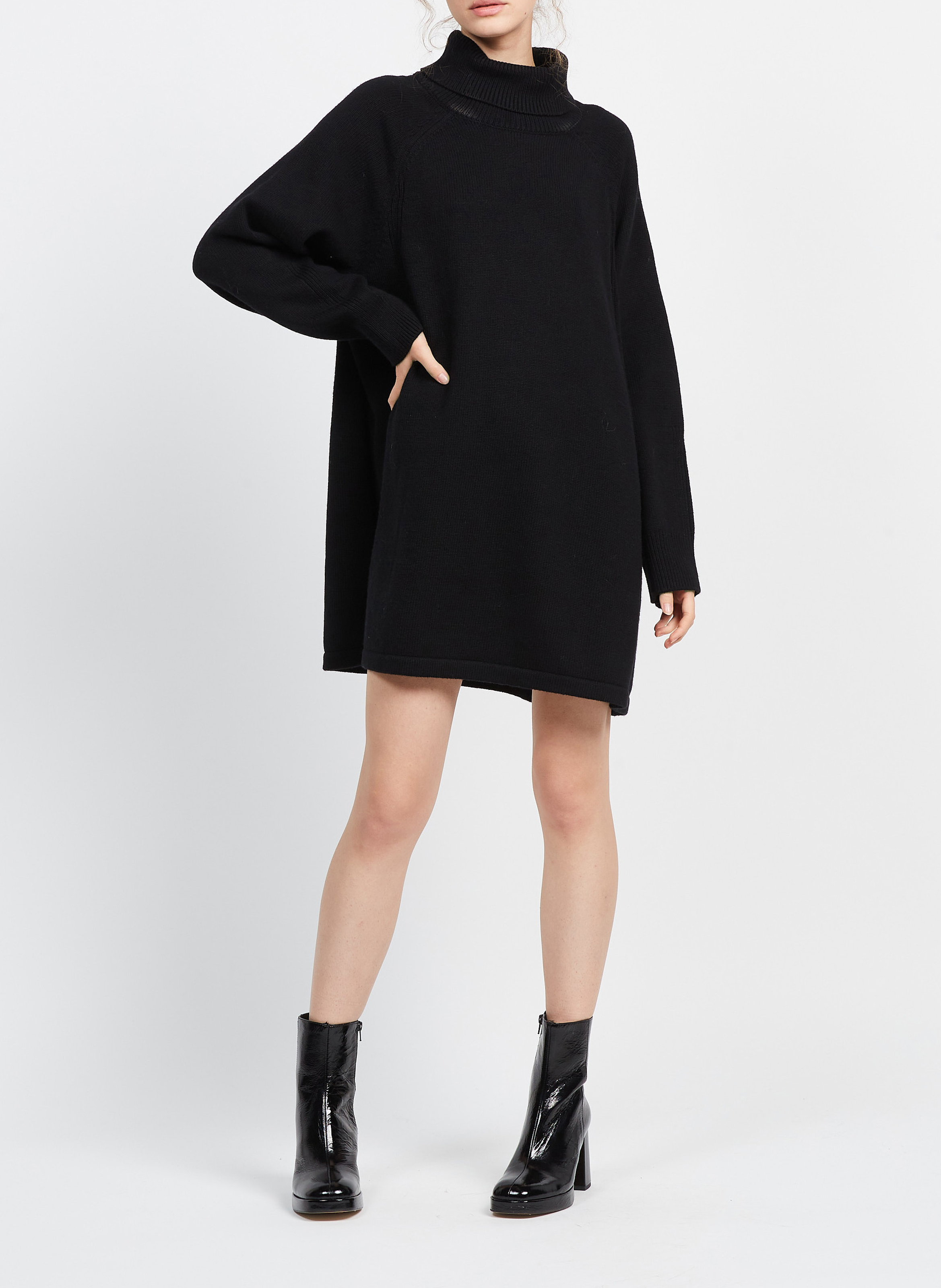 Robe courte col roulé en laine mélangé medee BA&SH Noir