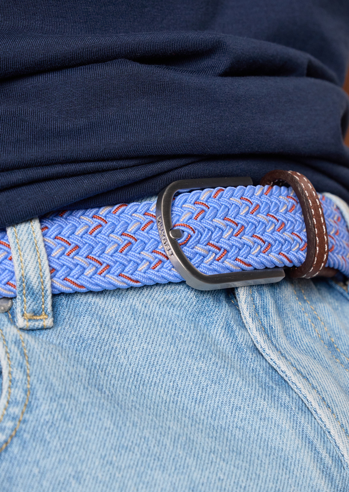 Ceinture tressée élastique multicolore BILLYBELT Bleu
