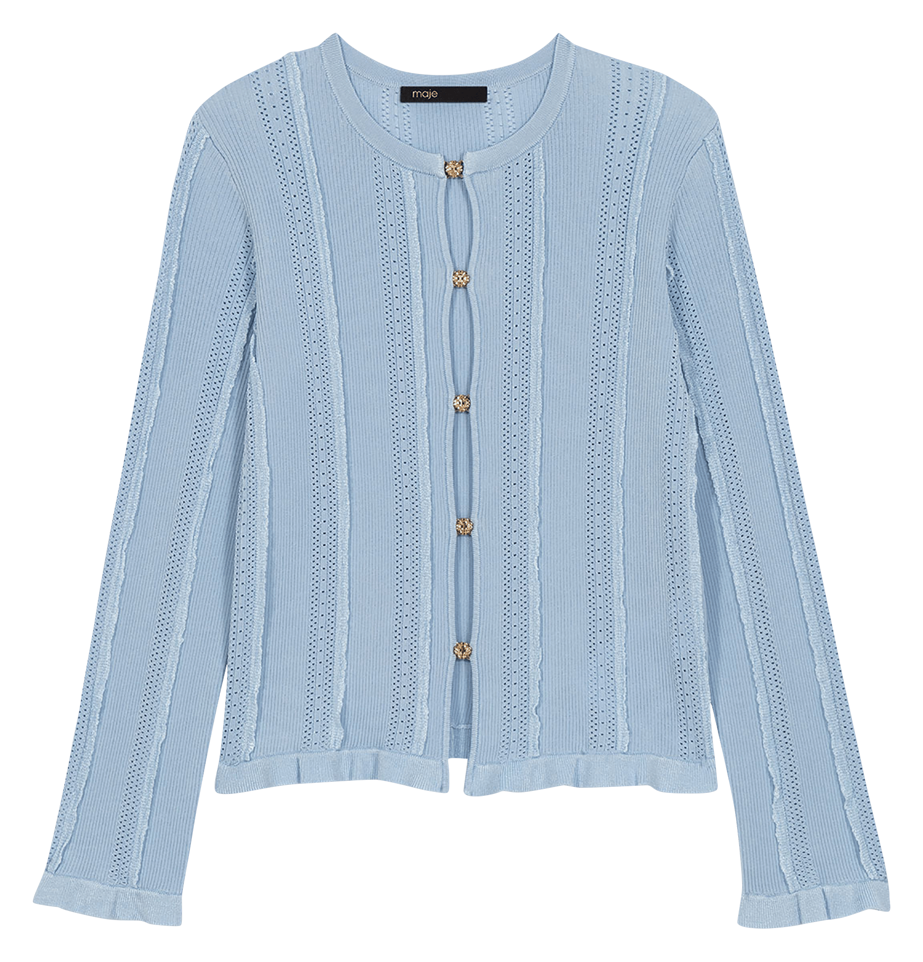 Cardigan 2-en-1 droit texturé MAJE Bleu