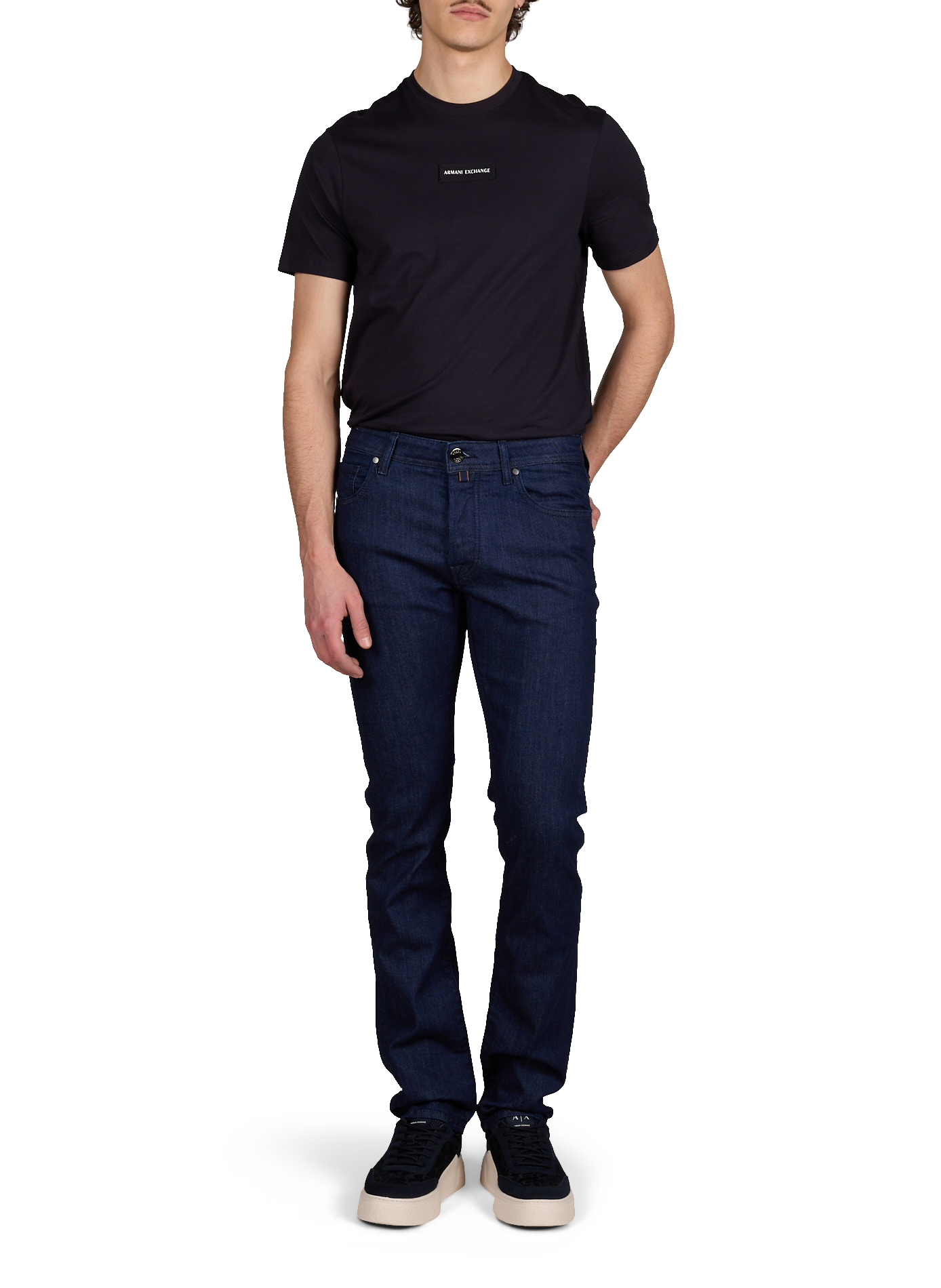 Cotton round-neck T-shirt ARMANI EXCHANGE Blue