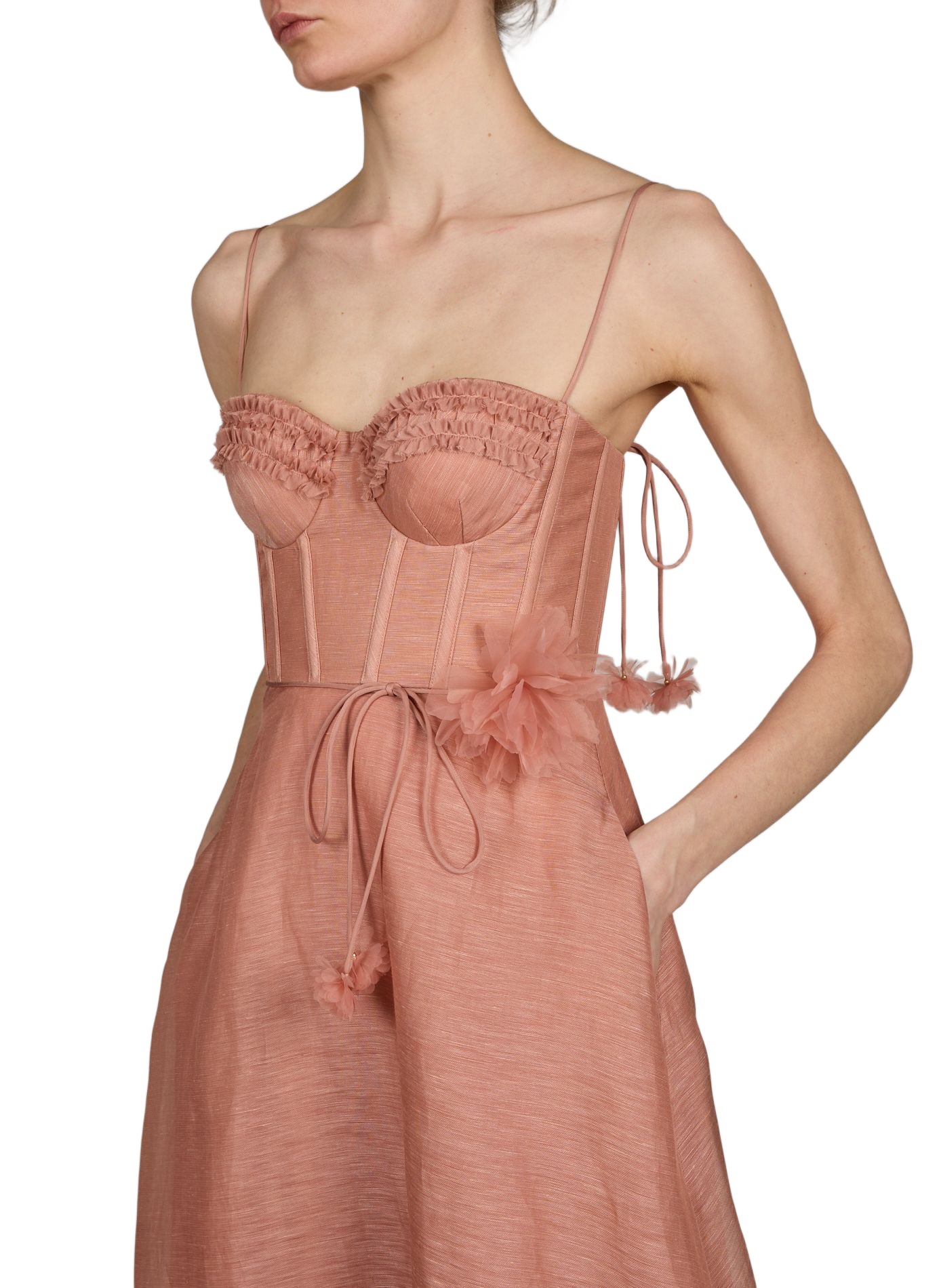 Robe midi à volants Luna ZIMMERMANN Rose
