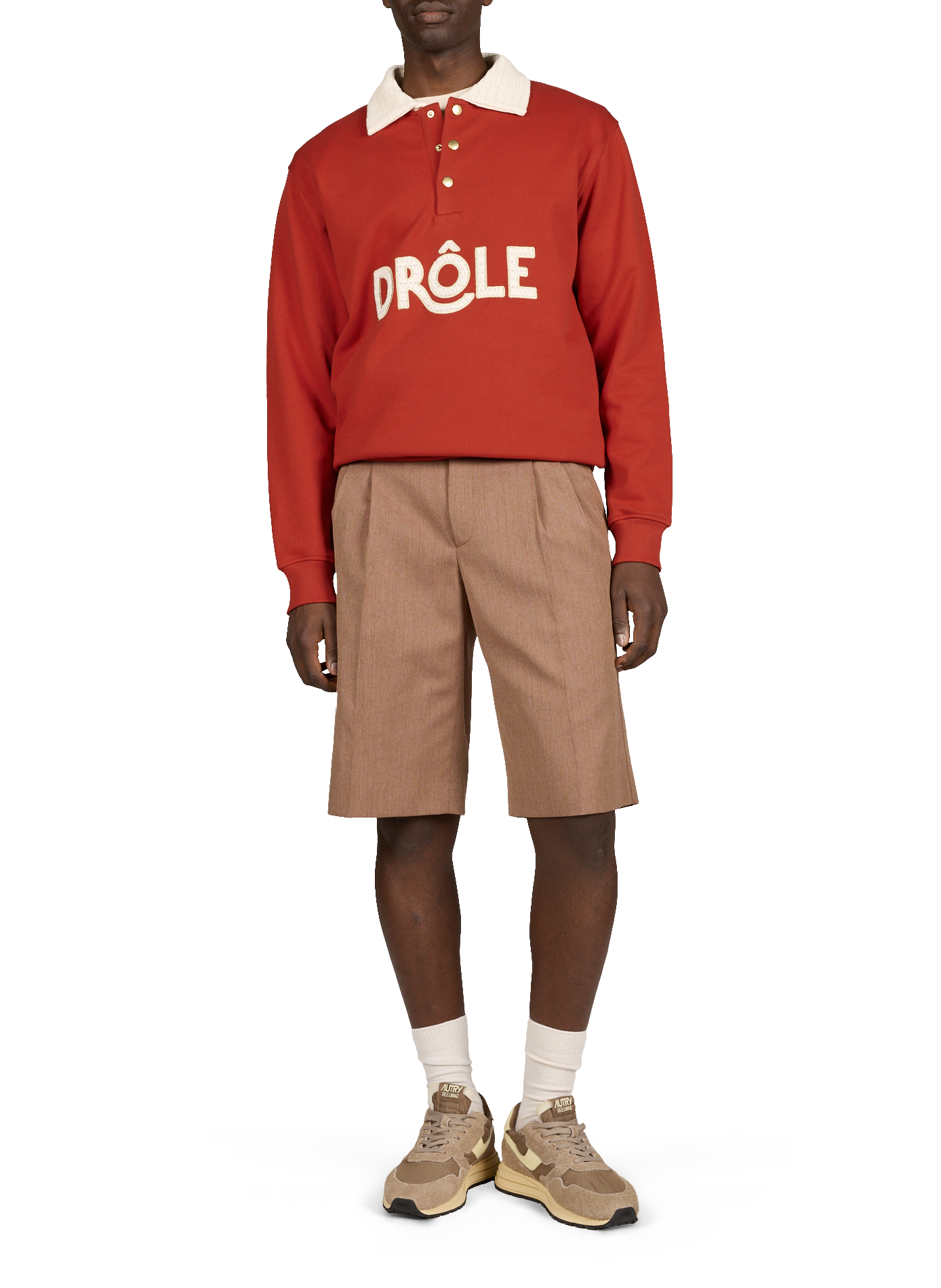 Polo col en maille à logo en coton  DROLE DE MONSIEUR Rouge