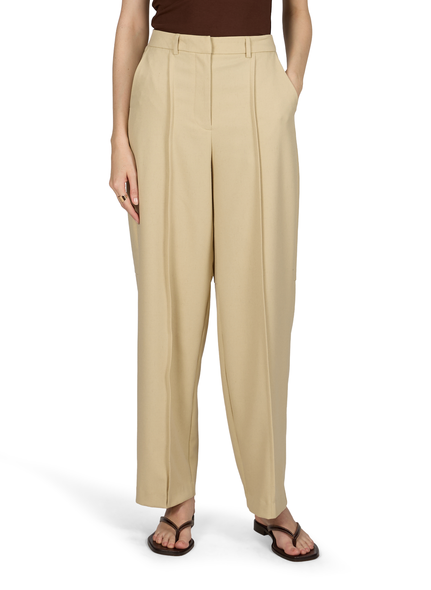 High-waisted Tswera pleated pants TOPSHOP Green