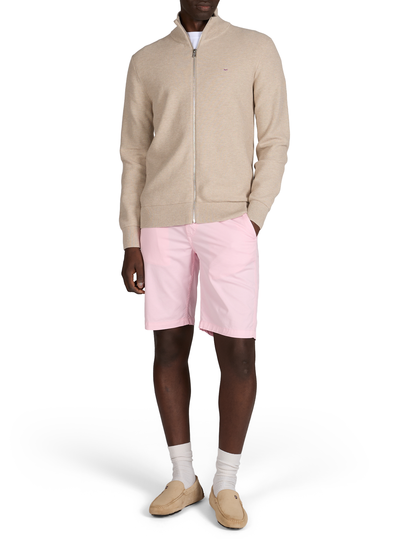 Gilet droit col montant en coton EDEN PARK Beige