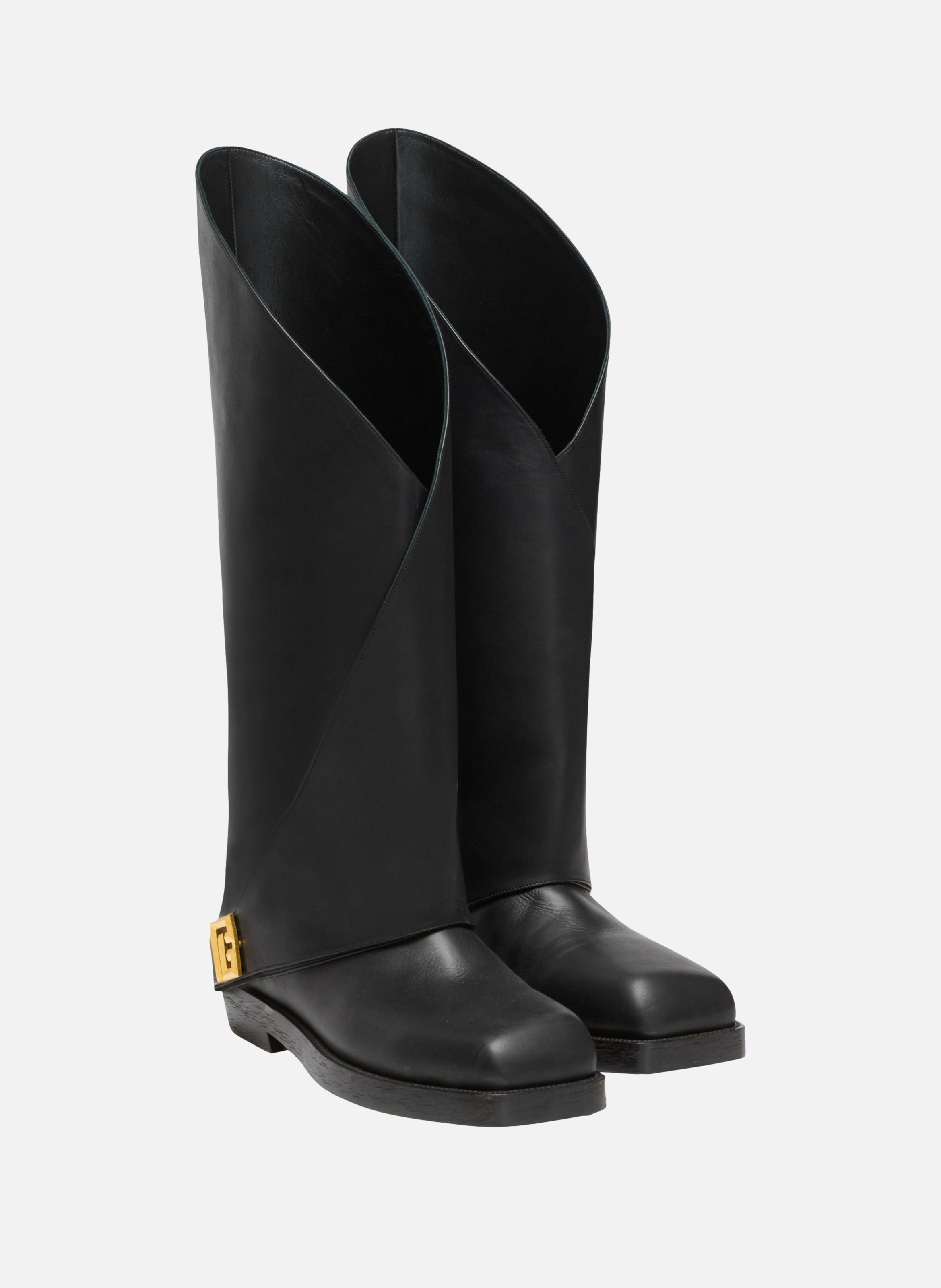 Bottes plates twist en cuir BALMAIN Noir