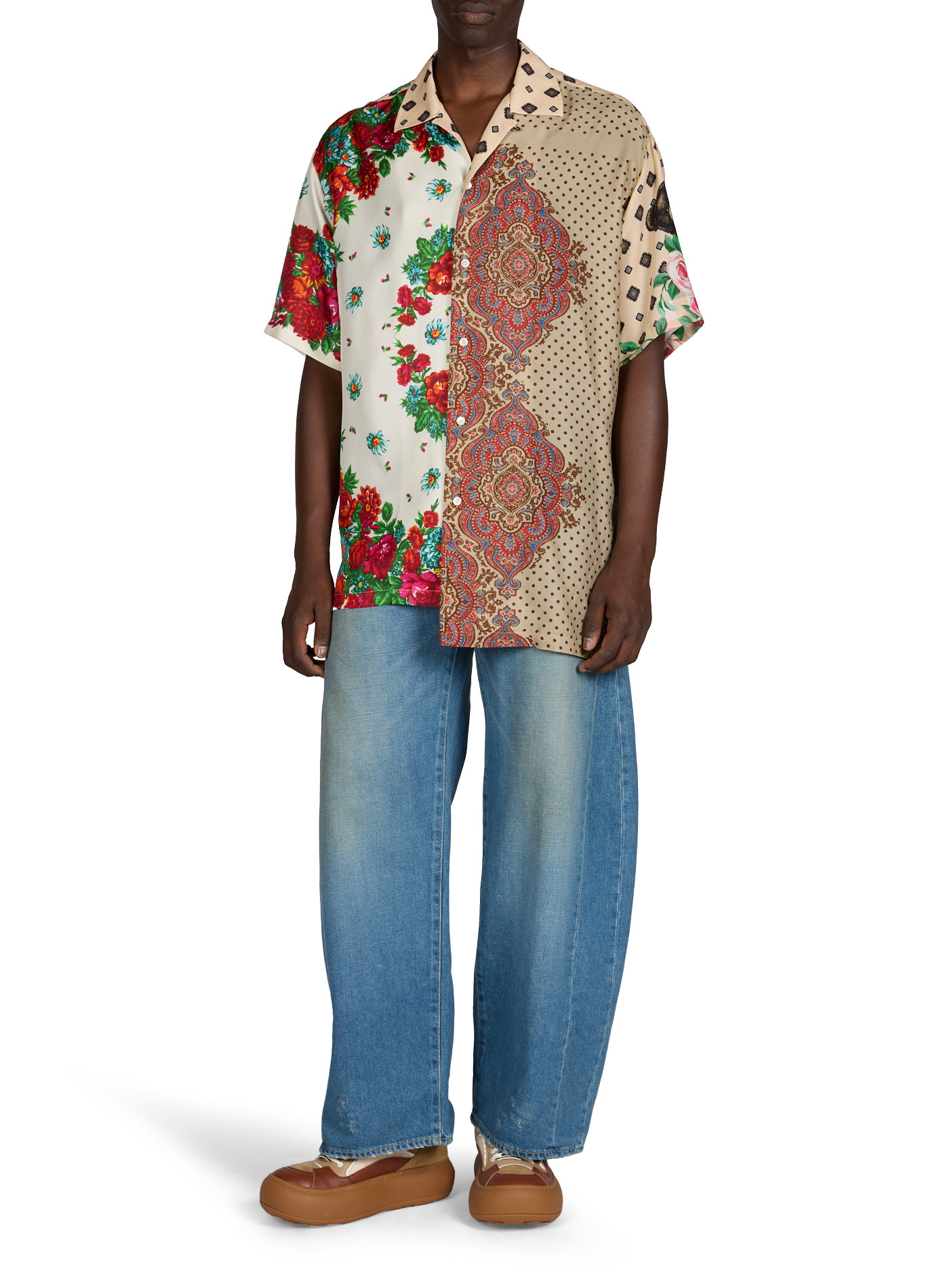 Chemise large imprimée en soie MOSCHINO Multicolore