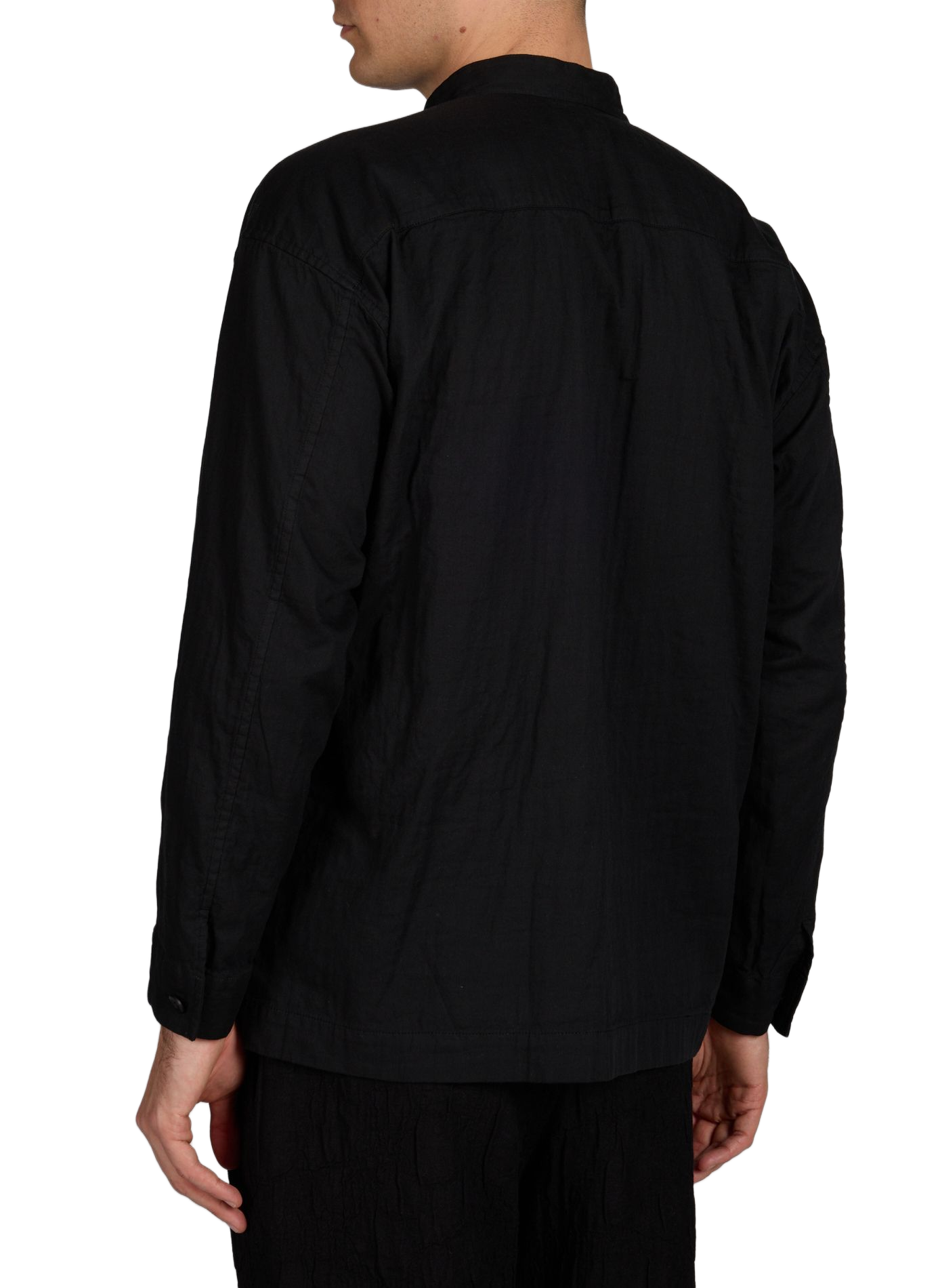 Chemise à col rond montant en coton ISSEY MIYAKE Noir