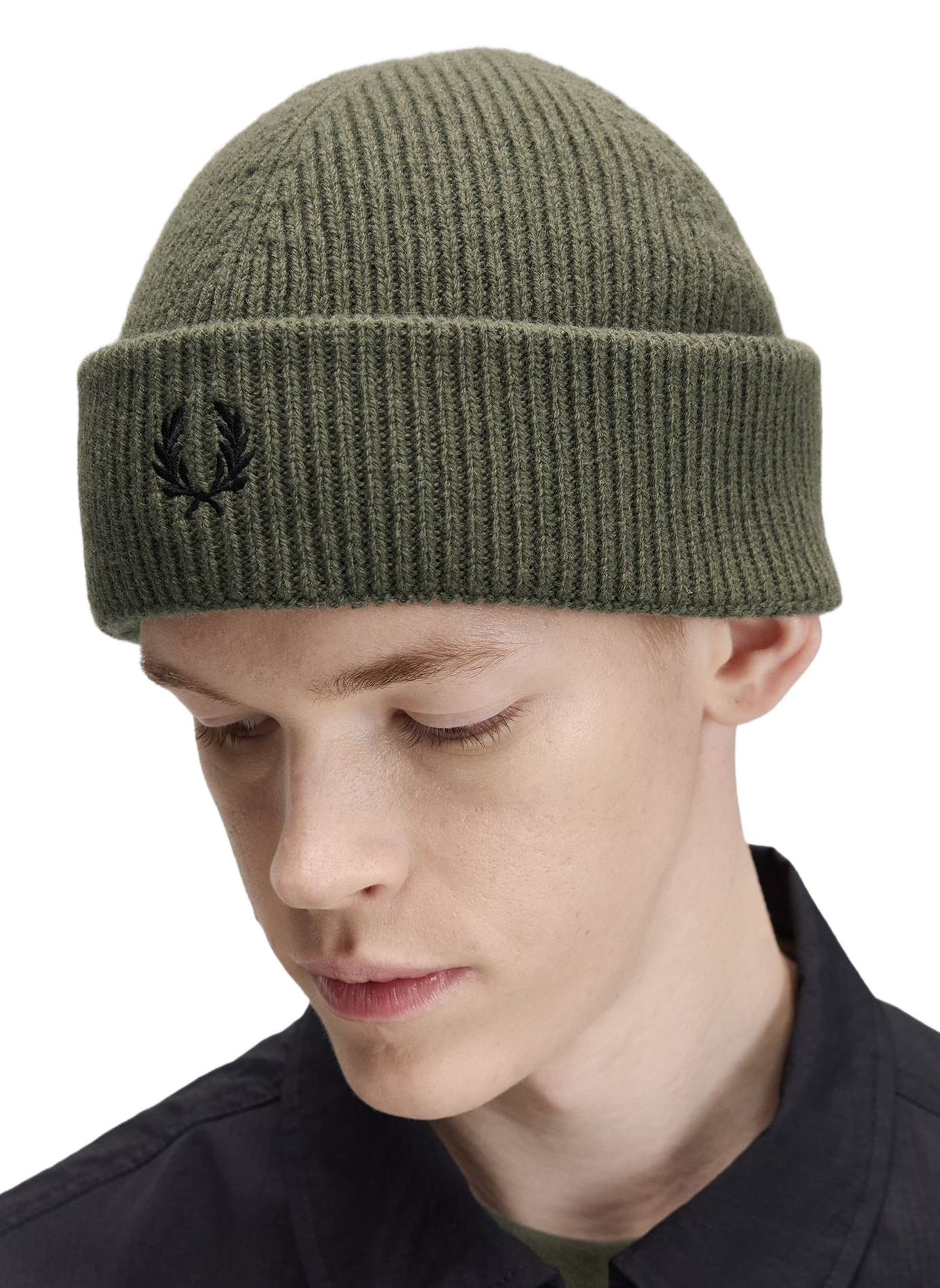 Bonnet en maille en laine FRED PERRY Vert
