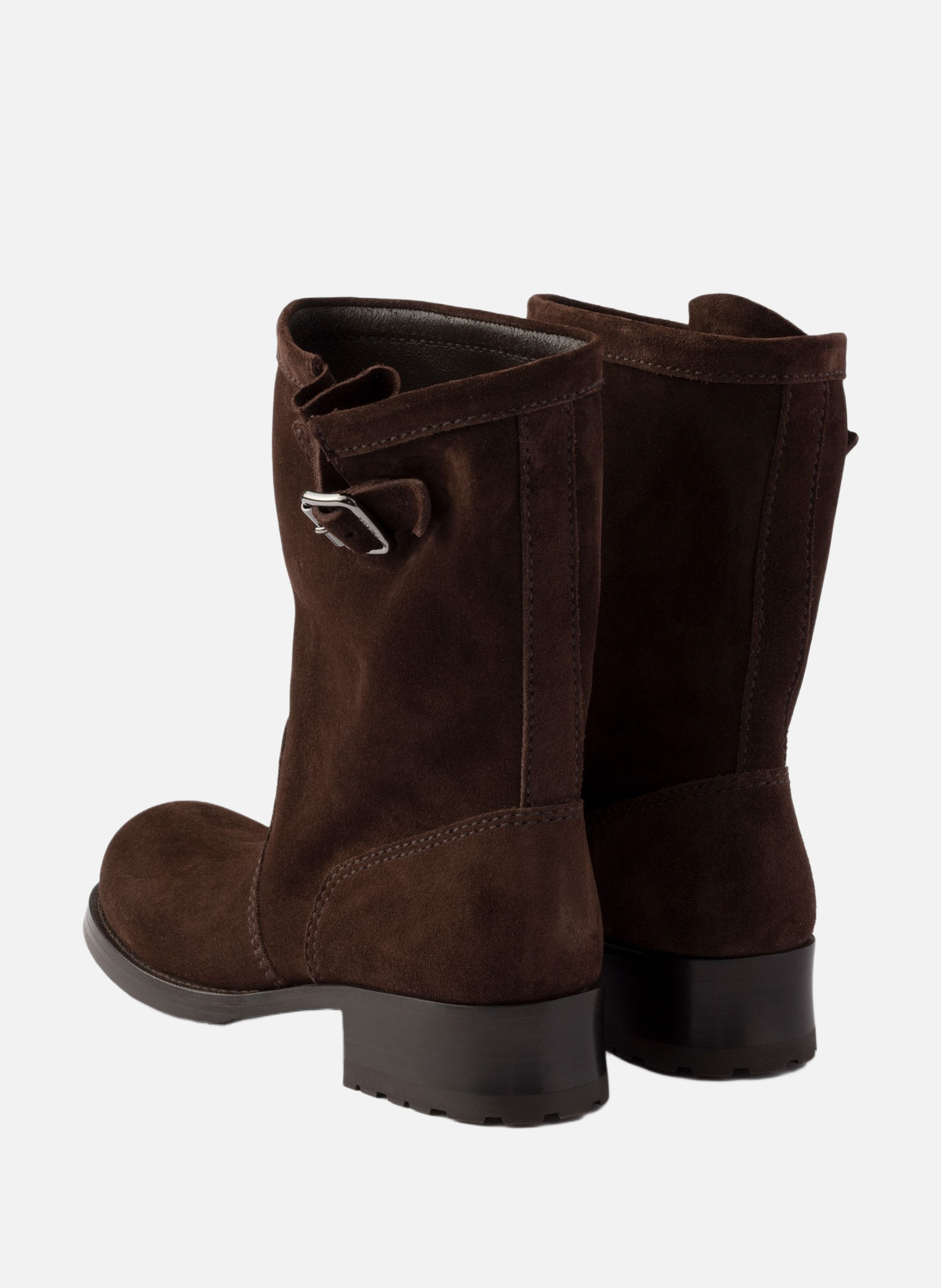 Bottes mi-mollet en veau velours PRADA Marron