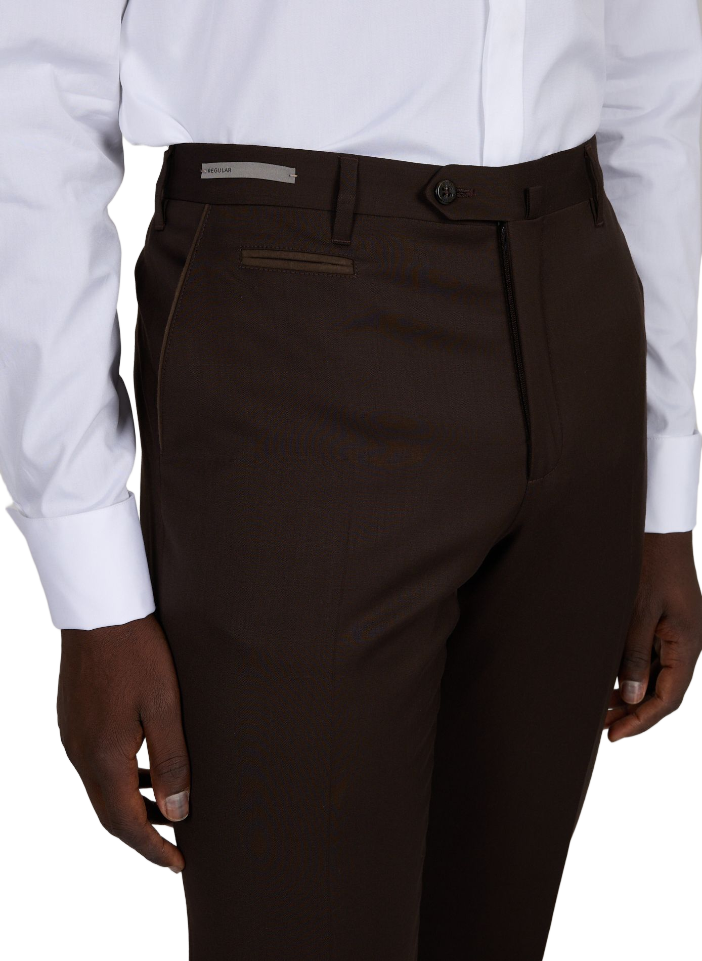 Pantalon droit en laine vierge et cachemire CORNELIANI Marron