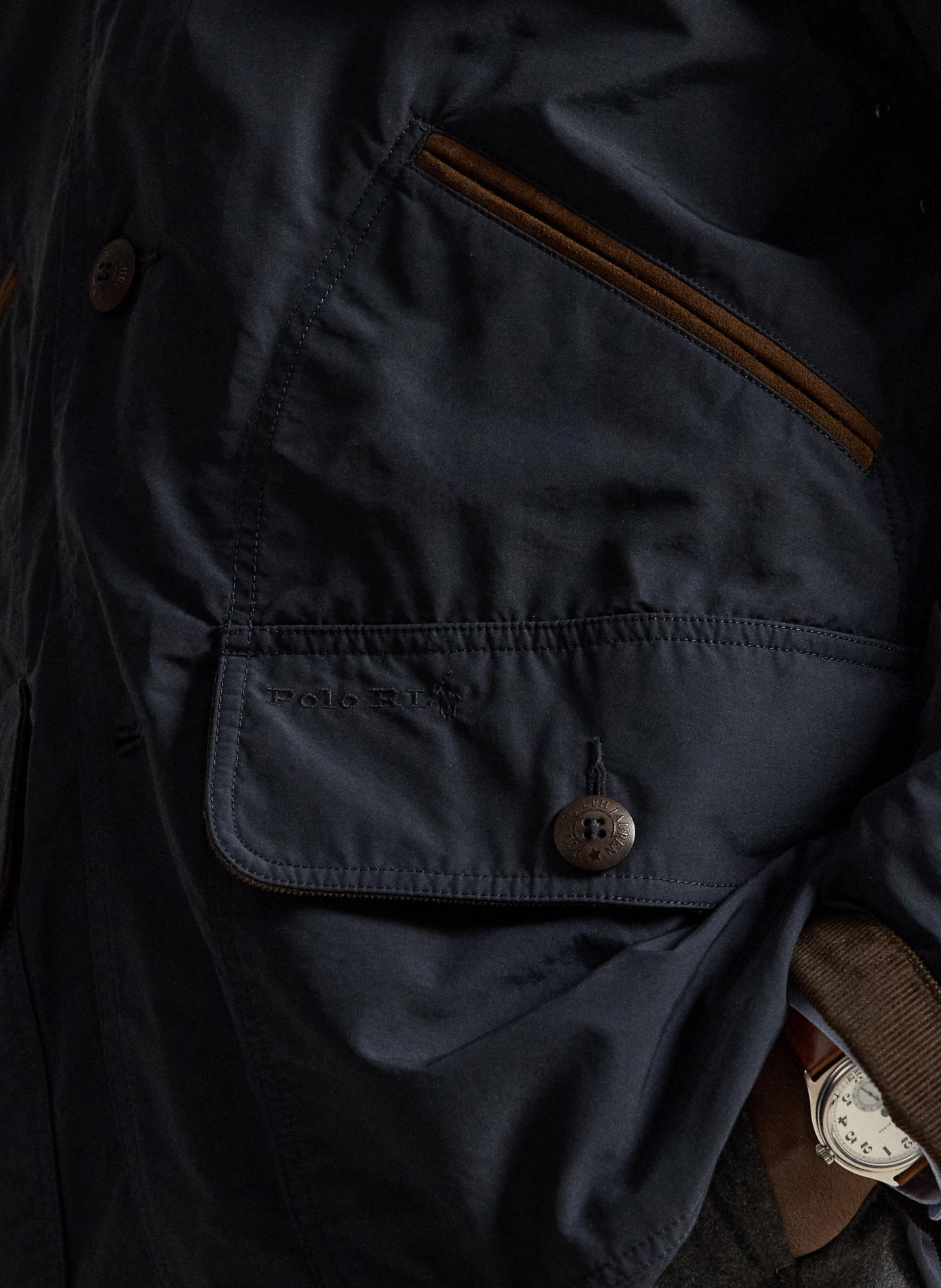 Blouson droit col classique en coton mélangé POLO RALPH LAUREN Bleu
