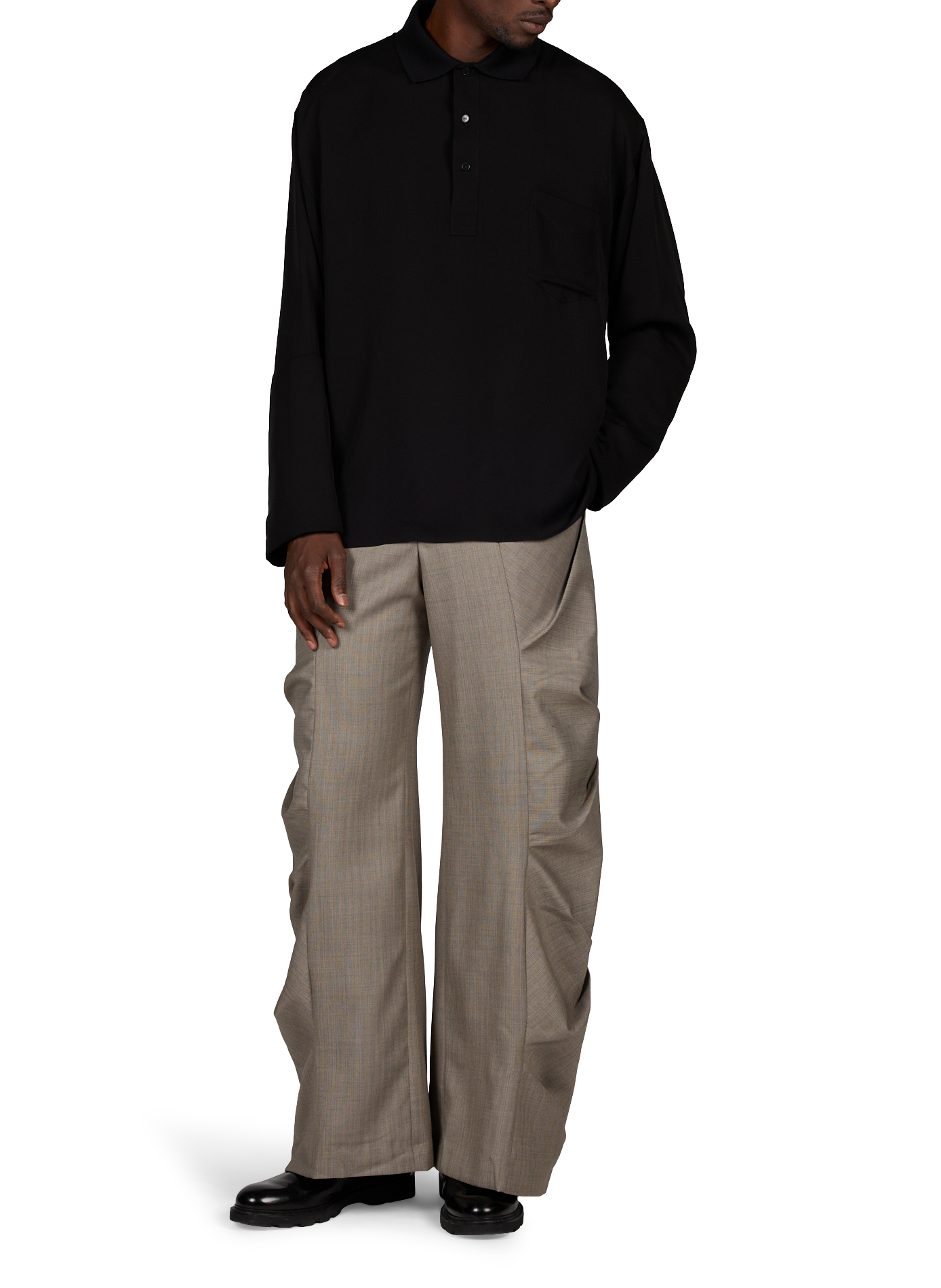 Silk fluid polo ALAINPAUL Black