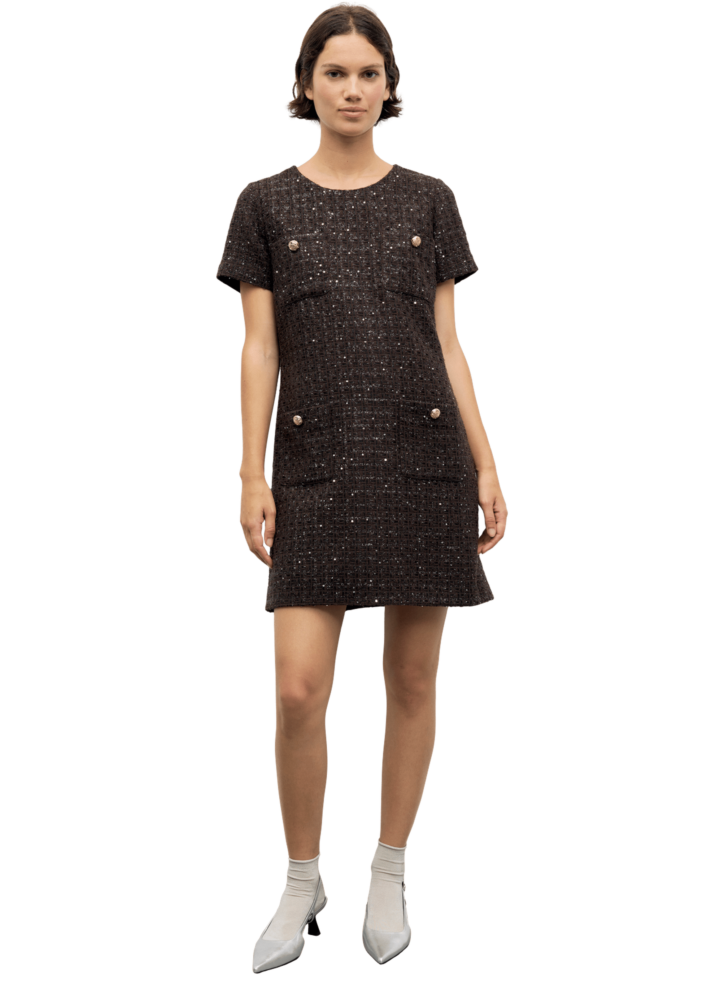 Robe en tweed à lurex à sequins - cary GERARD DAREL Marron