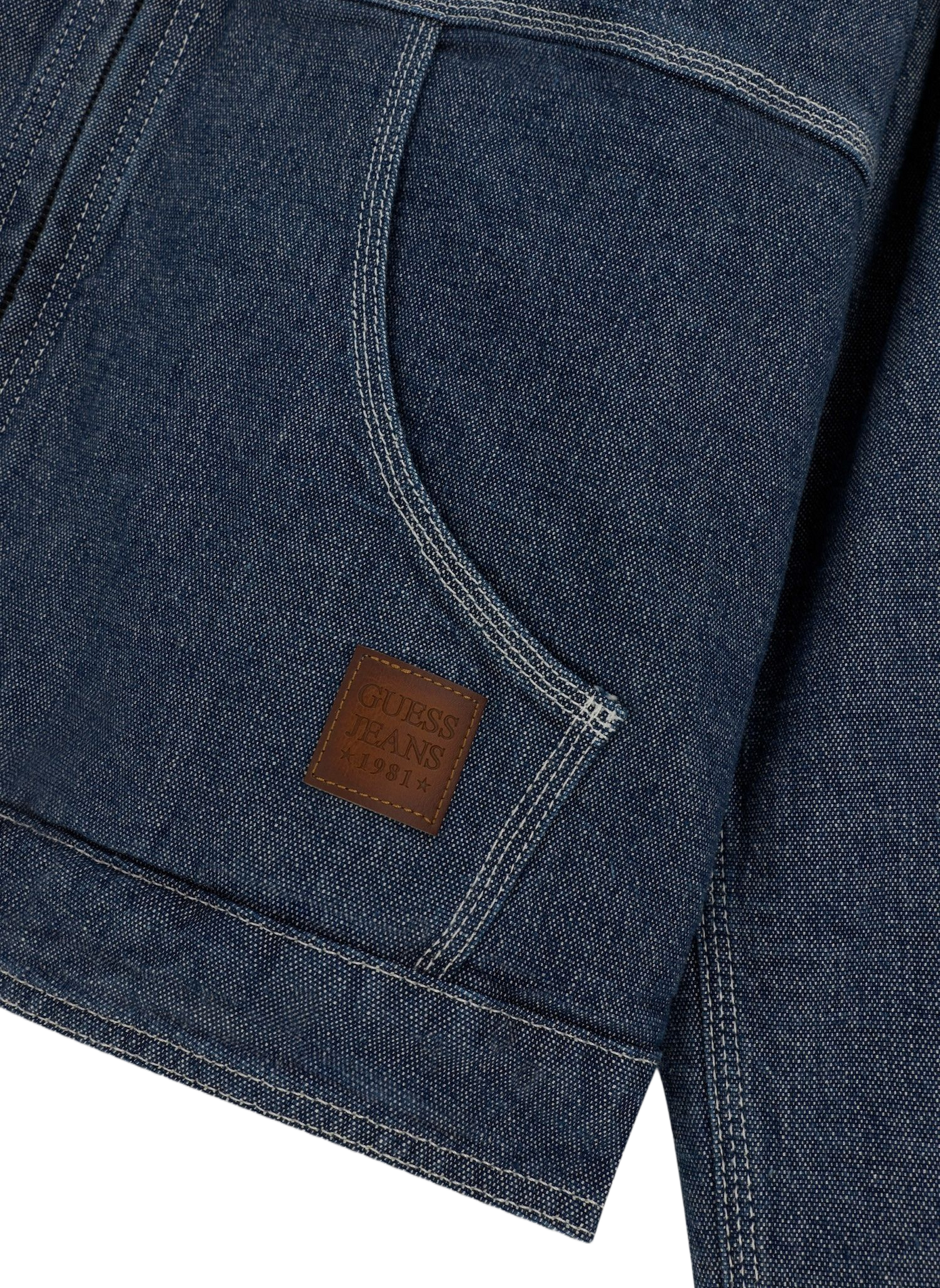 Jasje met klassieke kraag van gemengd katoendenim GUESS Blauw