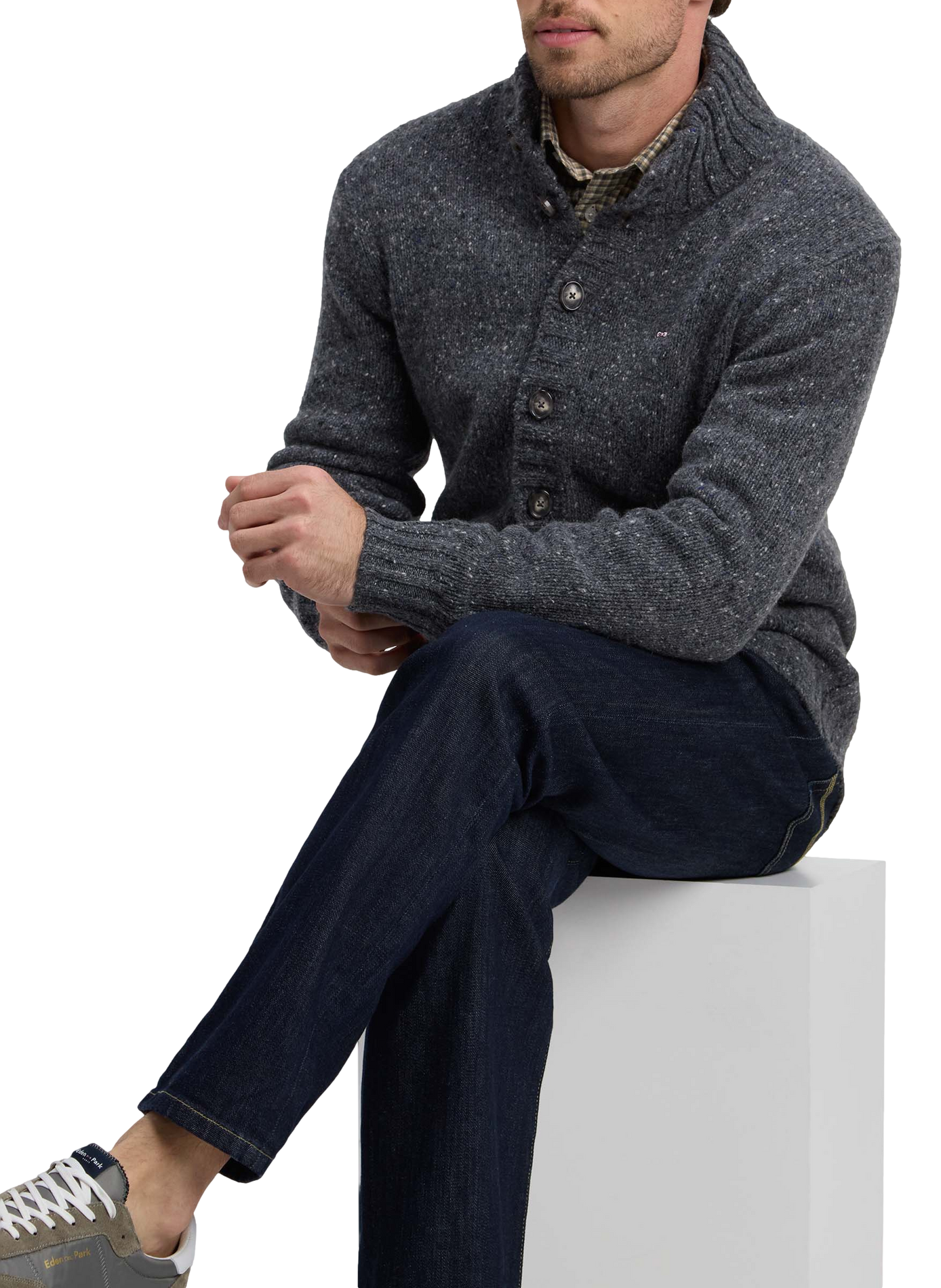 Straight-fit cardigan in a wool blend EDEN PARK Grey