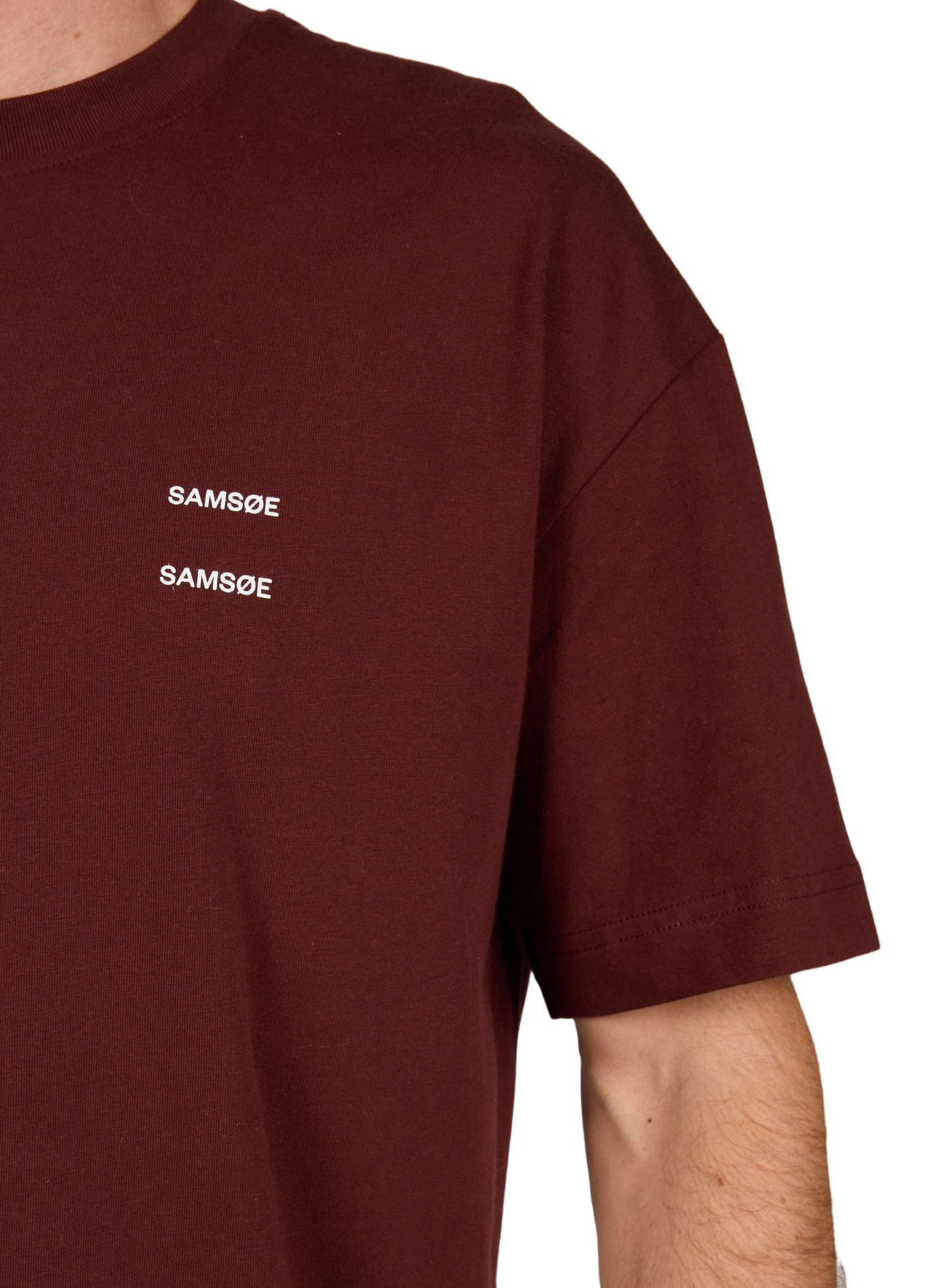 Einfarbiges gerades Baumwoll-T-Shirt. SAMSOE SAMSOE Braun