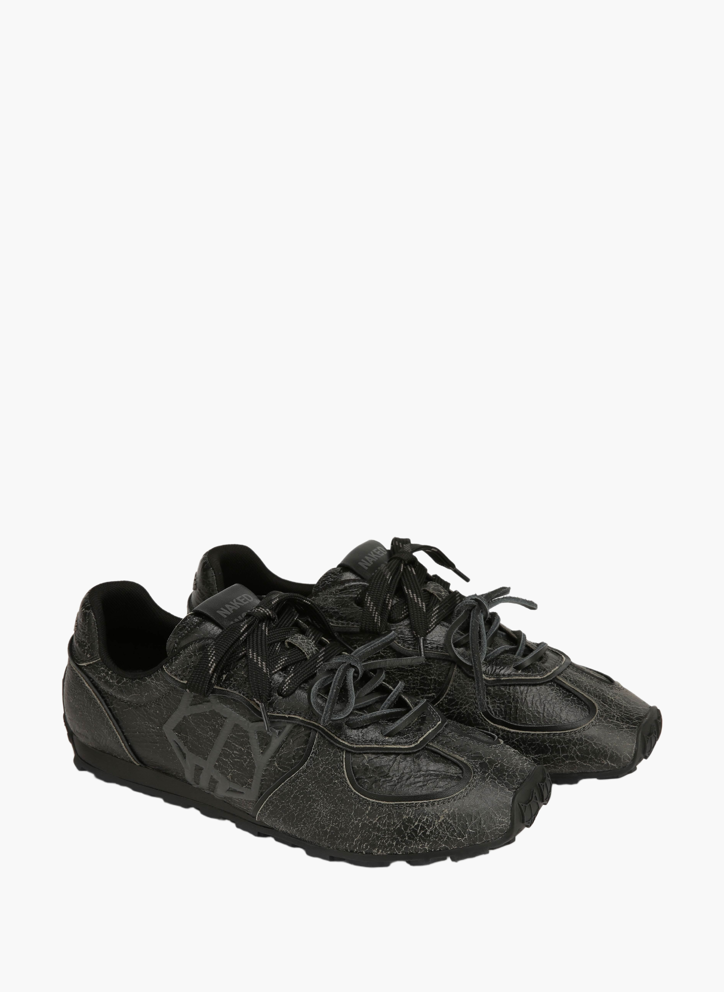 Baskets lightning en cuir vieilli NAKED WOLFE Gris