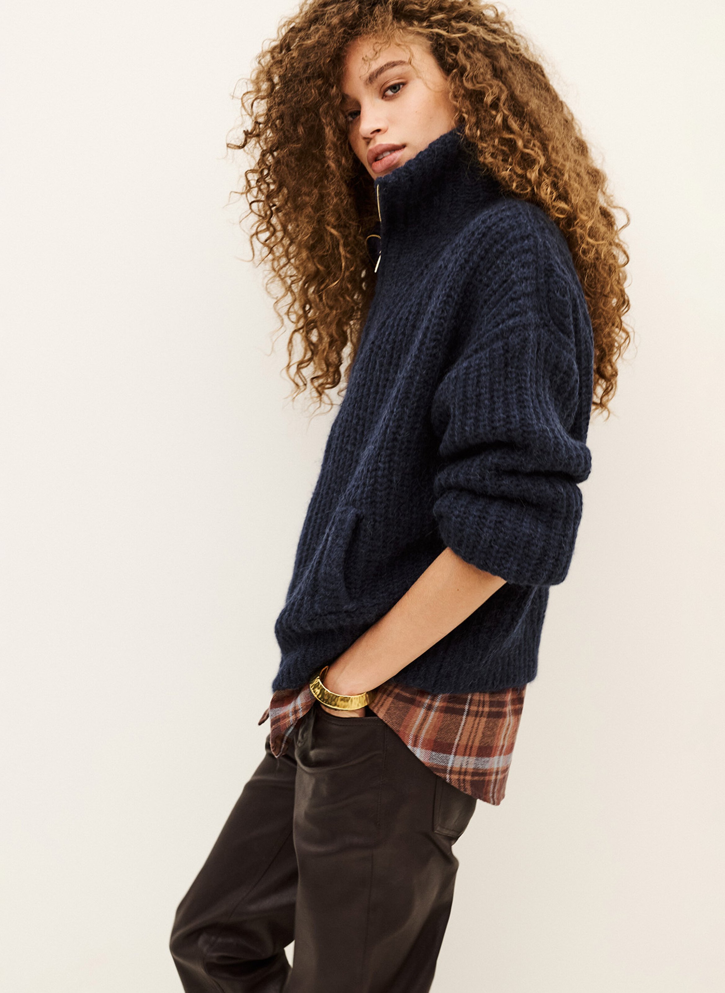 Cardigan ample en laine mélangée belwane BA&SH Bleu