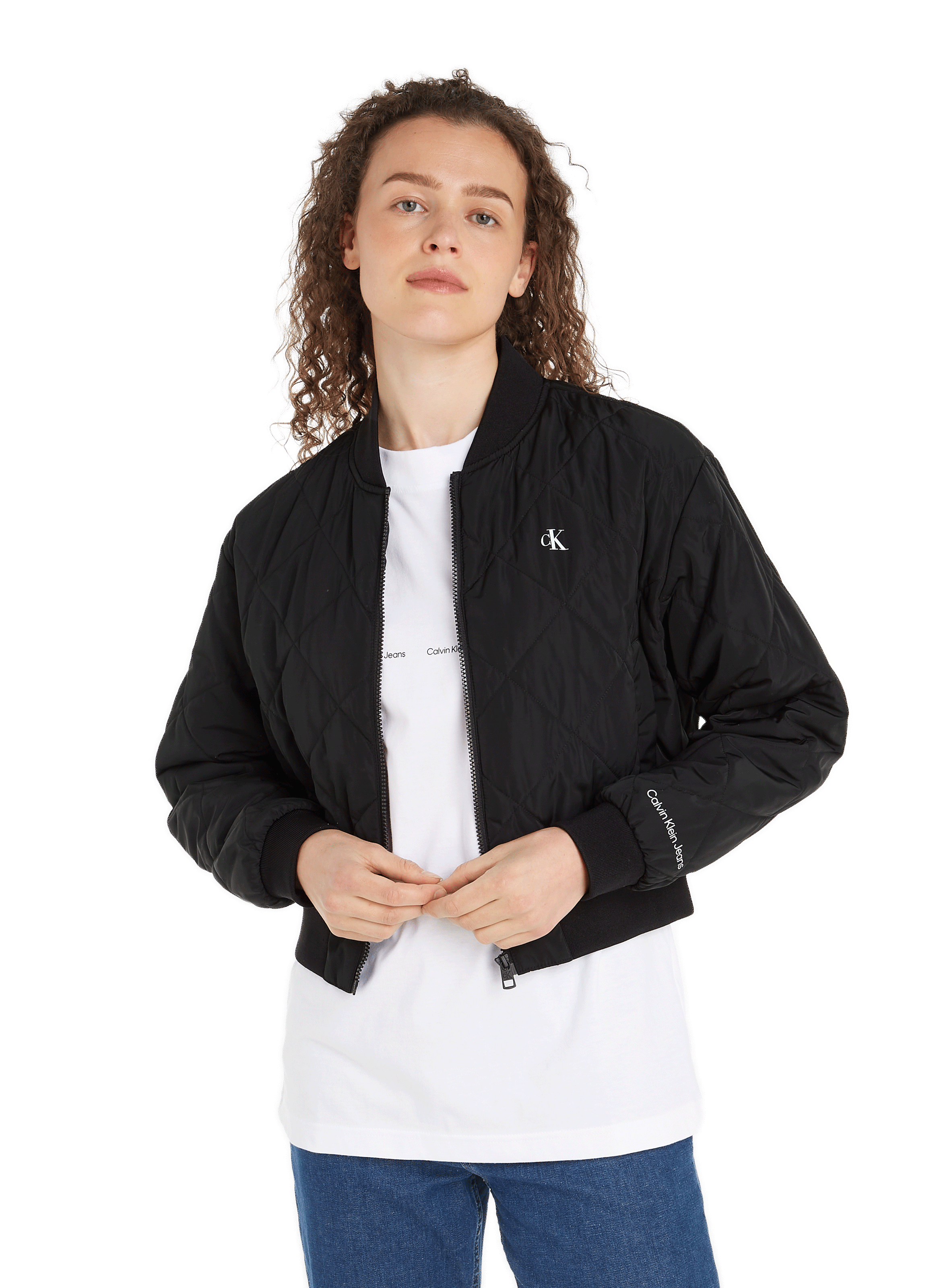 Calvin Klein Women's Performance Mixed Media Quilted Jacket Blue Size X-Large