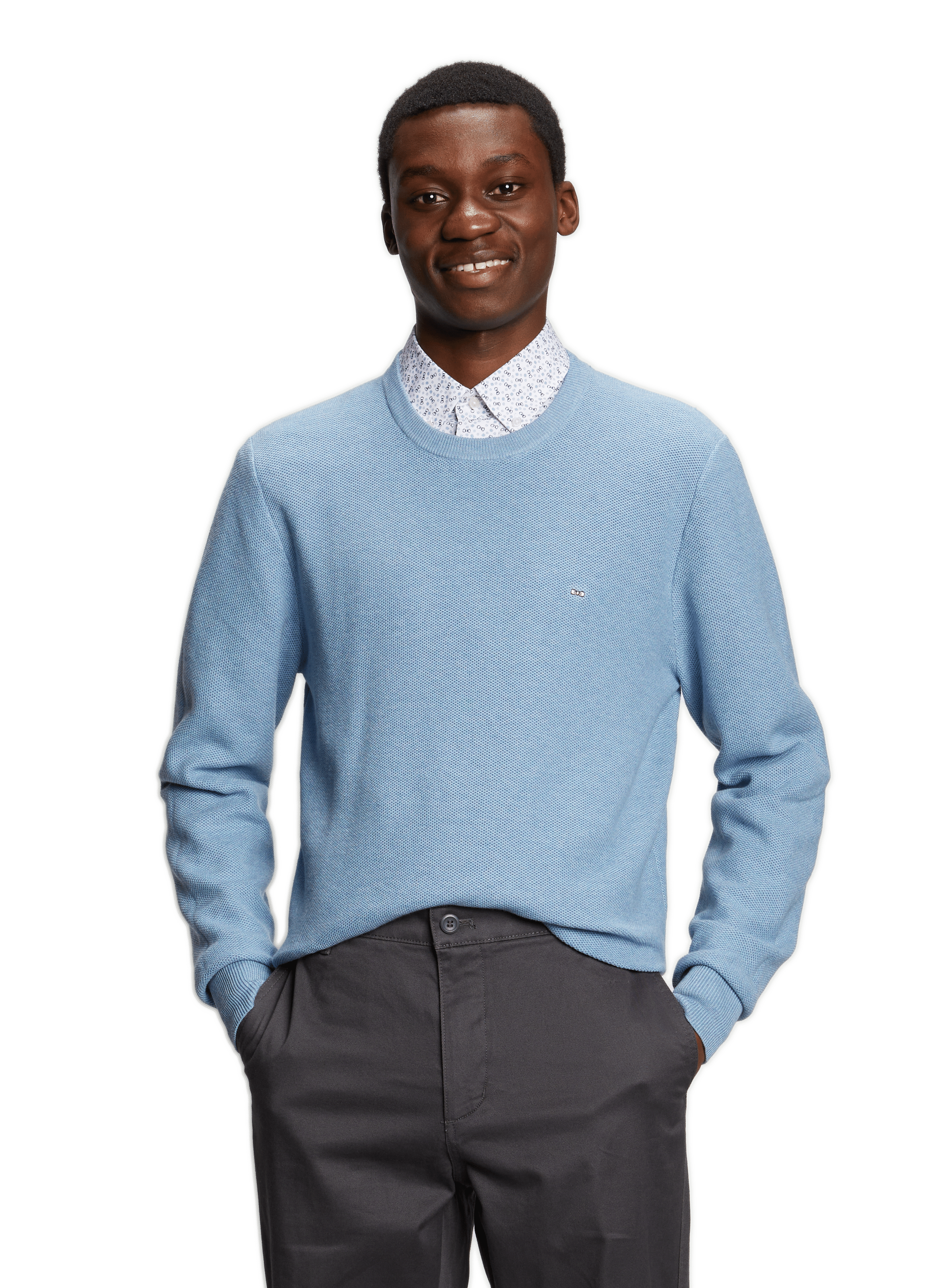 Cotton piqué jumper EDEN PARK Blue