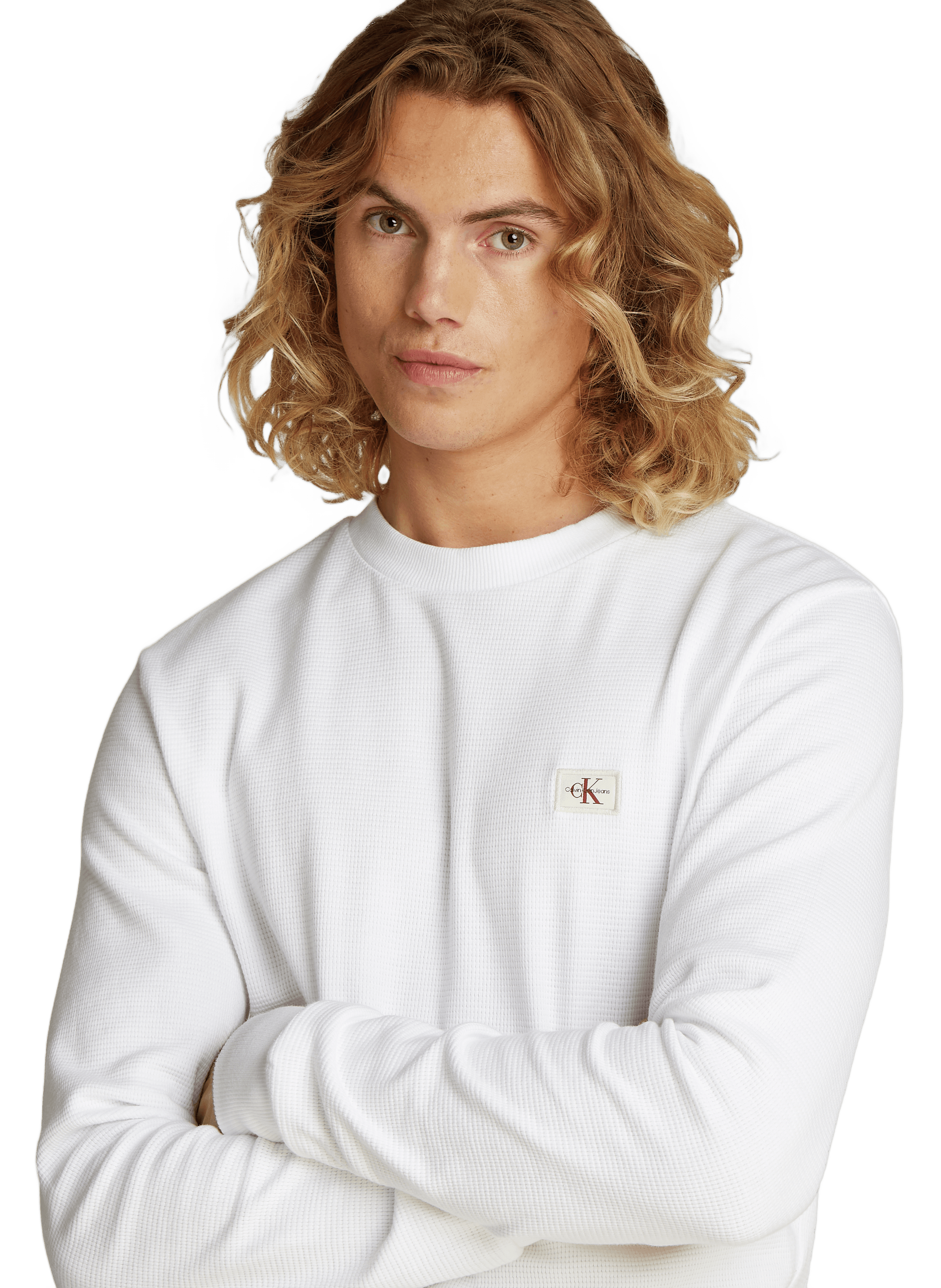 T-shirt gaufré manches longues CALVIN KLEIN Blanc