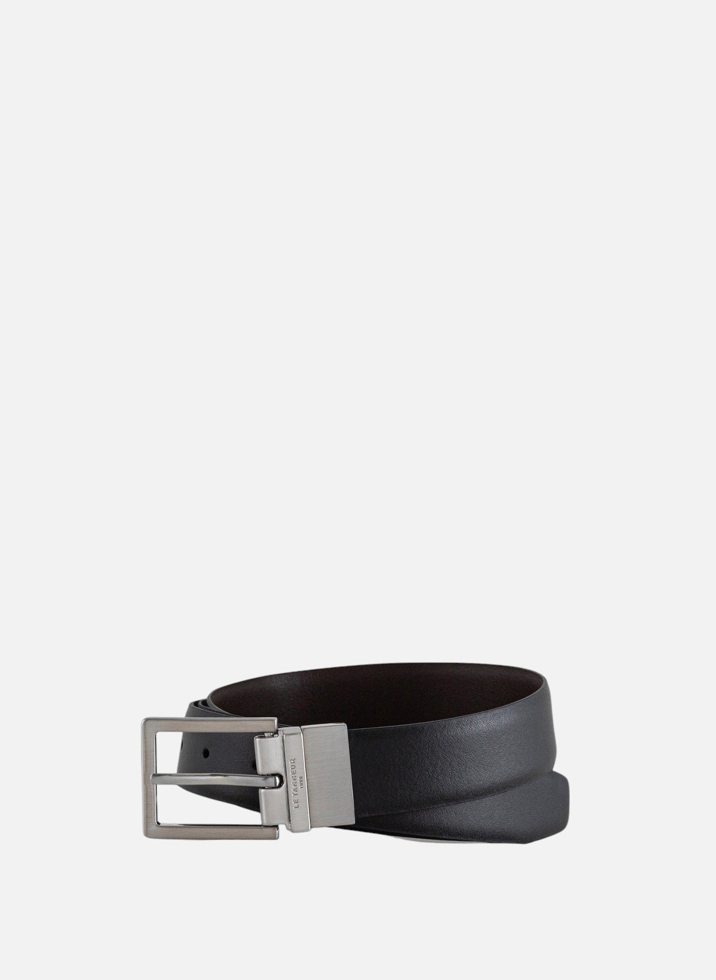 Ceinture classique avec boucle carrée en cuir lisse MarronLE TANNEUR