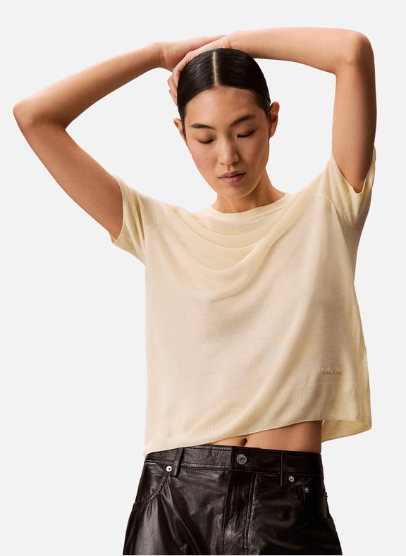 Short-sleeved viscose sweater Yellow by CALVIN KLEIN CALVIN KLEIN Short-sleeved viscose sweater Yellow