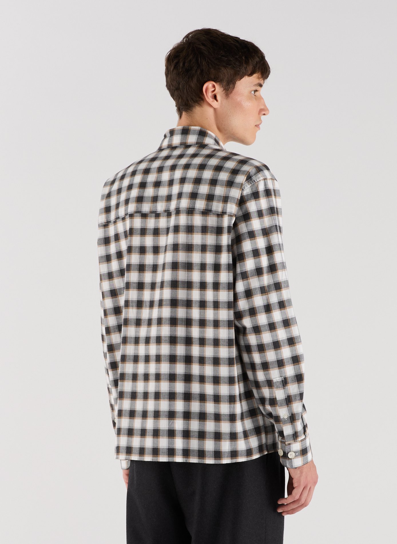 Chemise Gluid col américain à carreaux en coton SAISON 1865 Gris