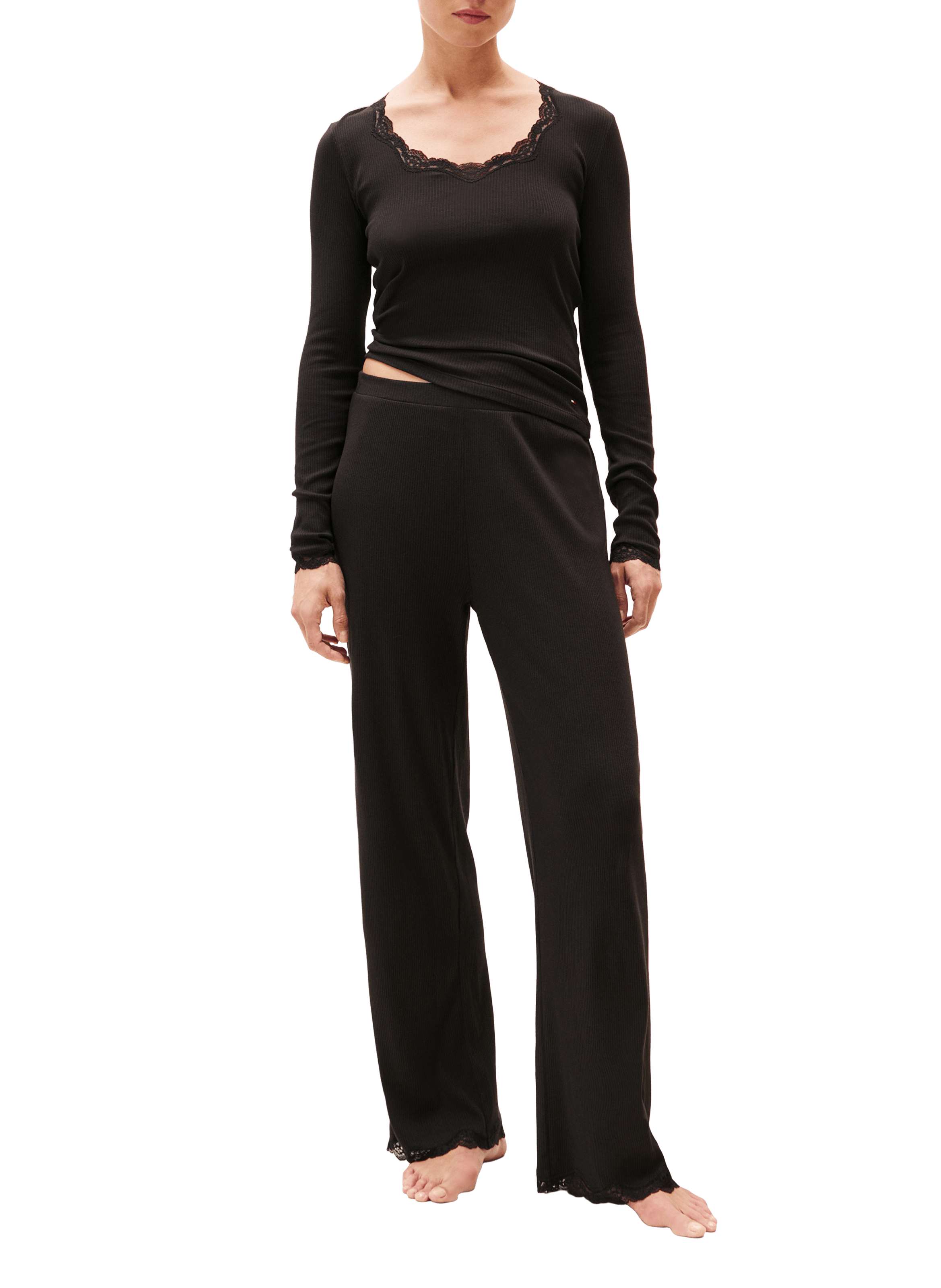 Top moulant à décoletté en dentelle TOMMY HILFIGER Noir