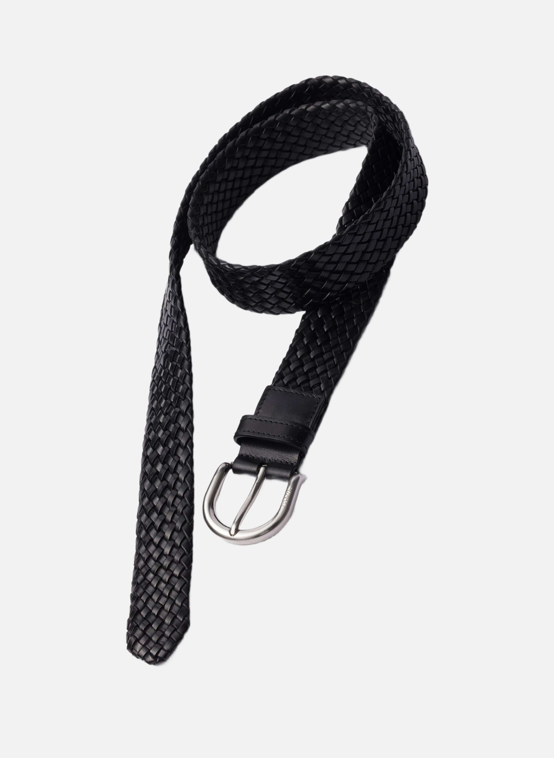 Ceinture en cuir tressé PRADA Noir