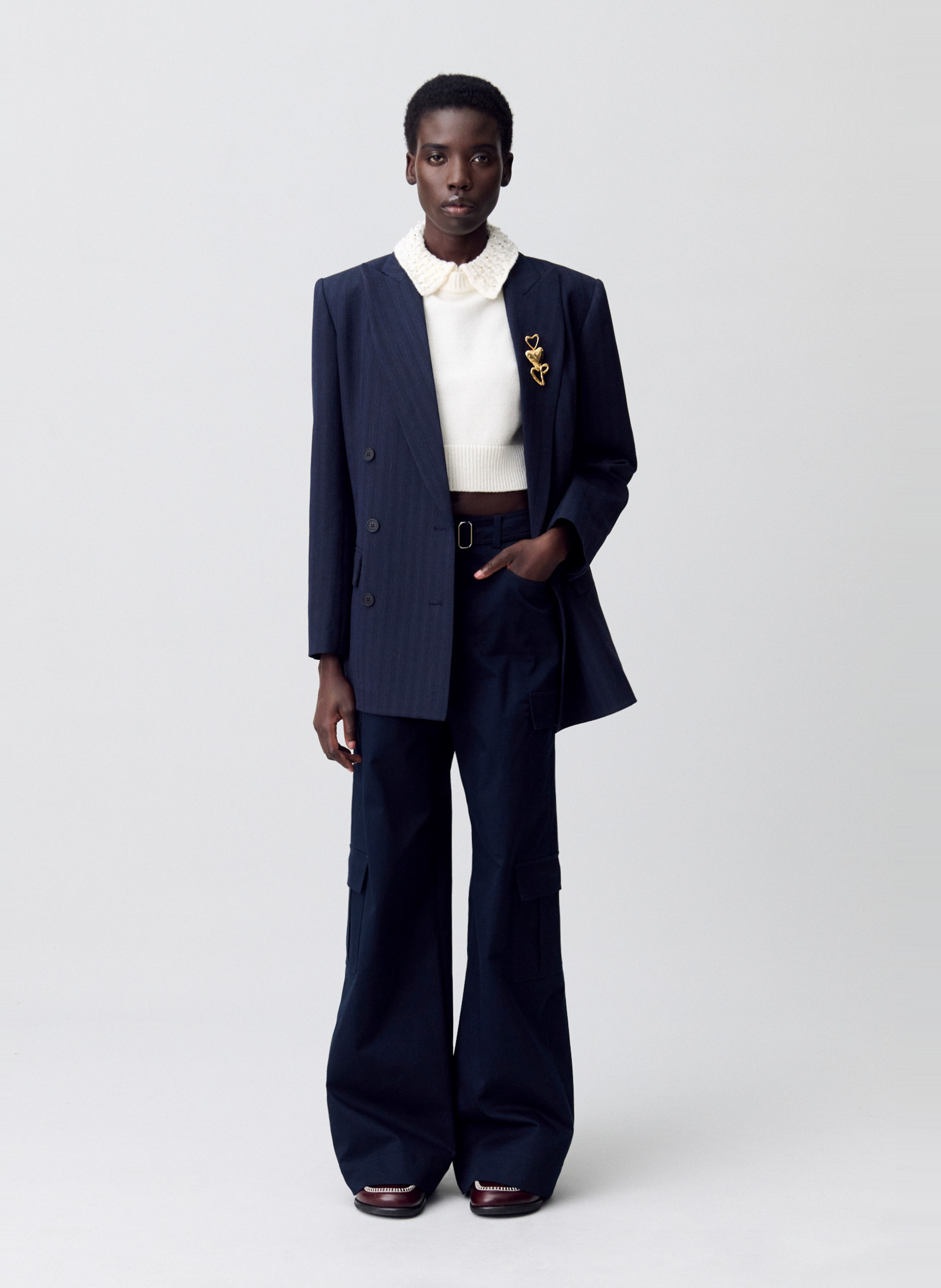 Top ajusté en laine et cachemire miray CLAUDIE PIERLOT Beige