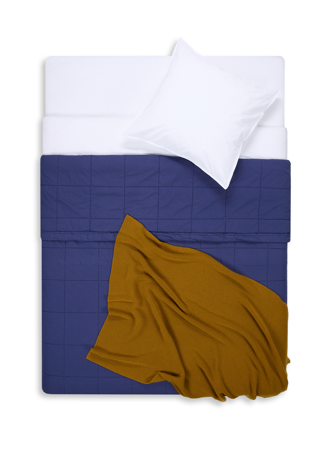 Couvre-lit à carreaux en percale de coton AU PRINTEMPS PARIS Bleu